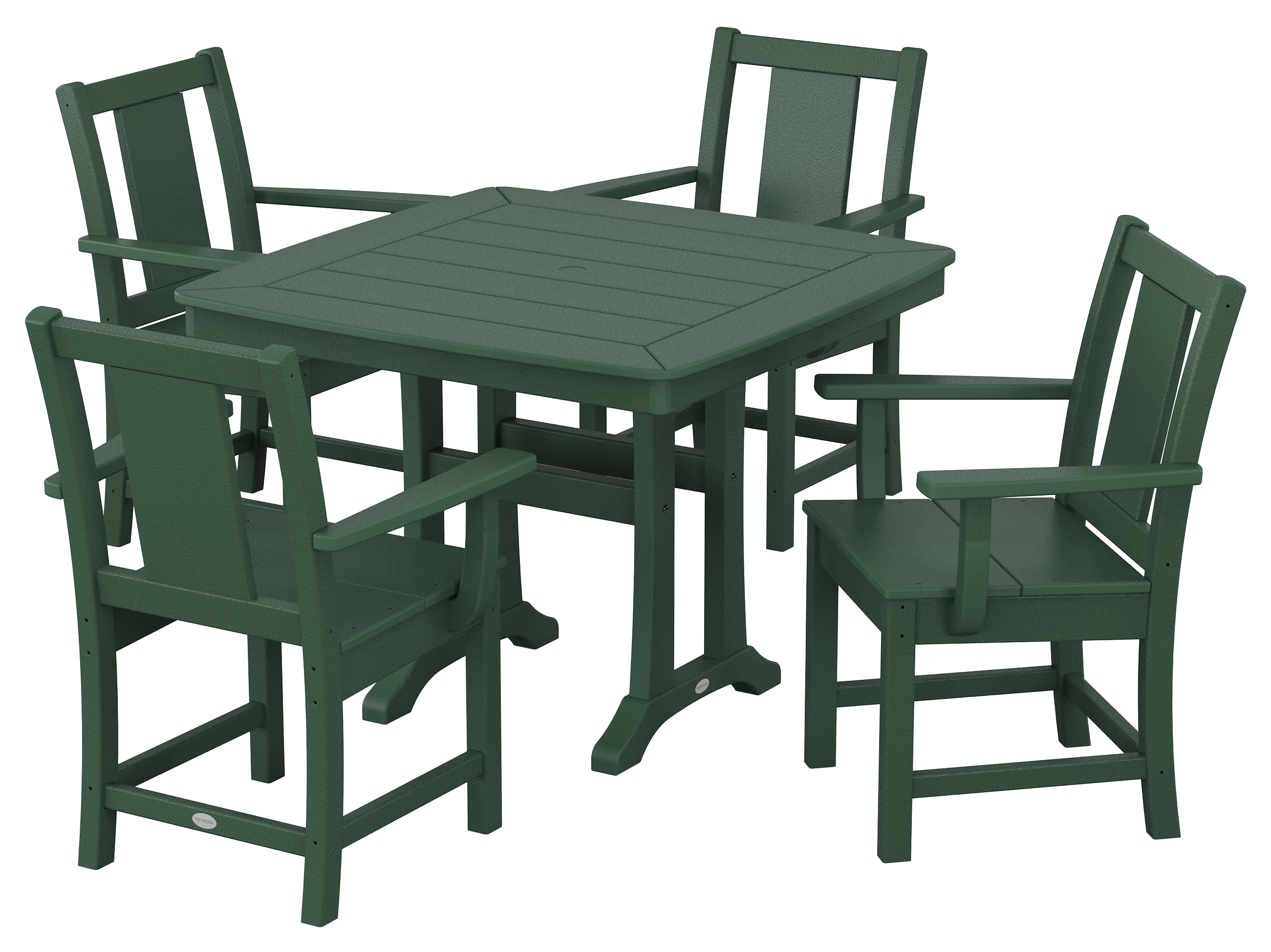 Image of POLYWOOD Prairie 5-Piece Dining Set with Trestle Legs - Green