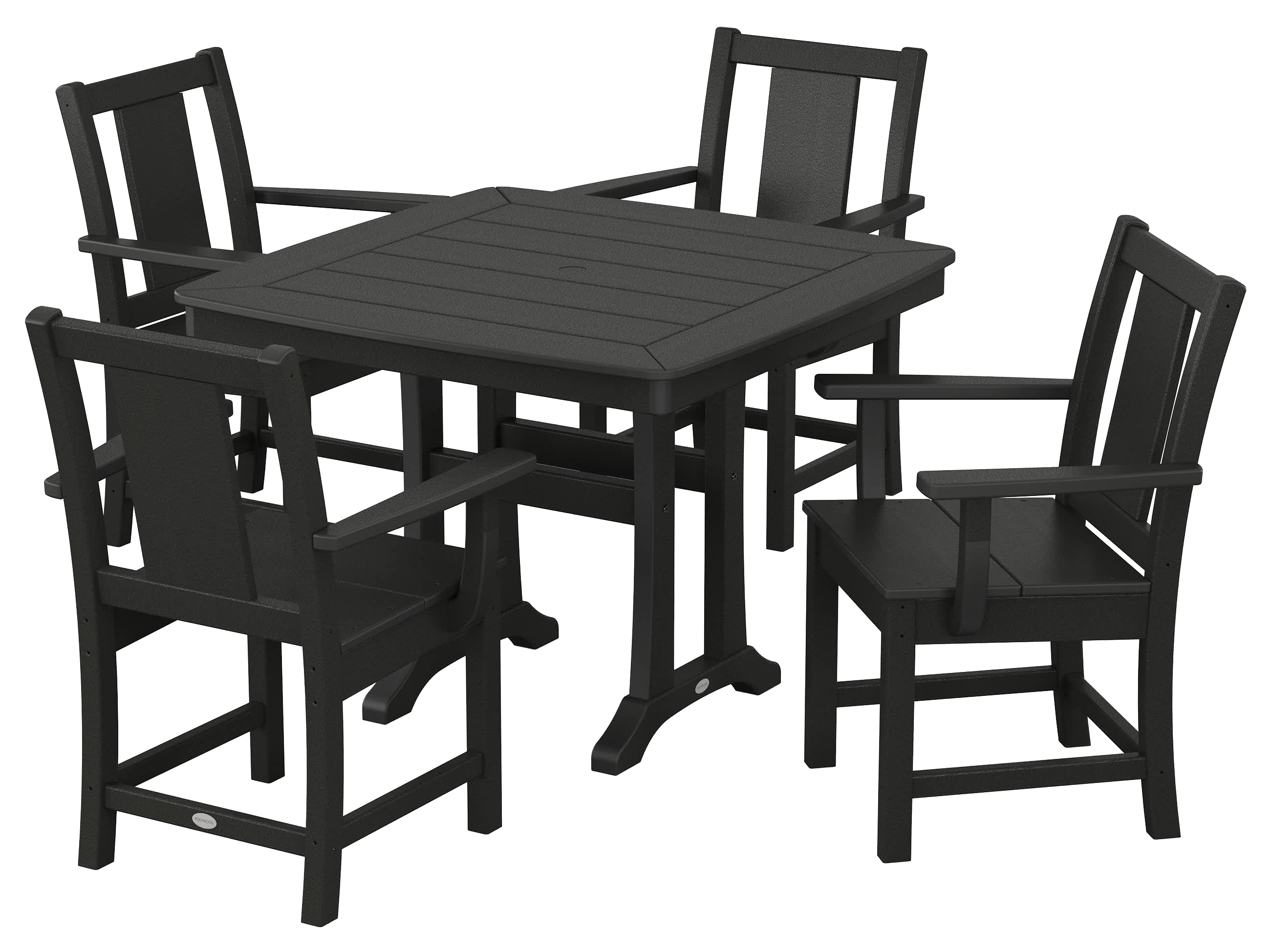 Image of POLYWOOD Prairie 5-Piece Dining Set with Trestle Legs - Black