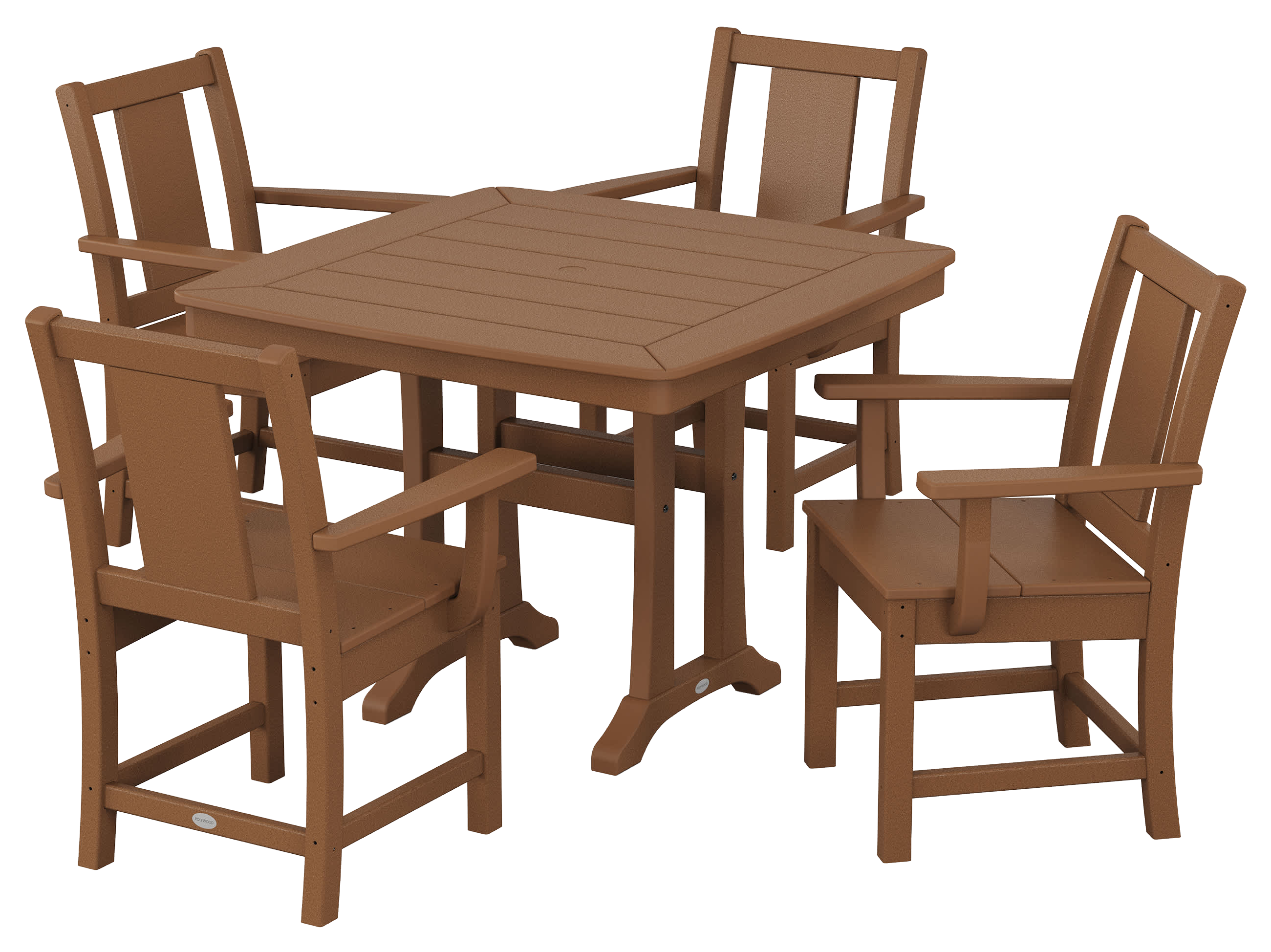 Image of POLYWOOD Prairie 5-Piece Dining Set with Trestle Legs - Teak