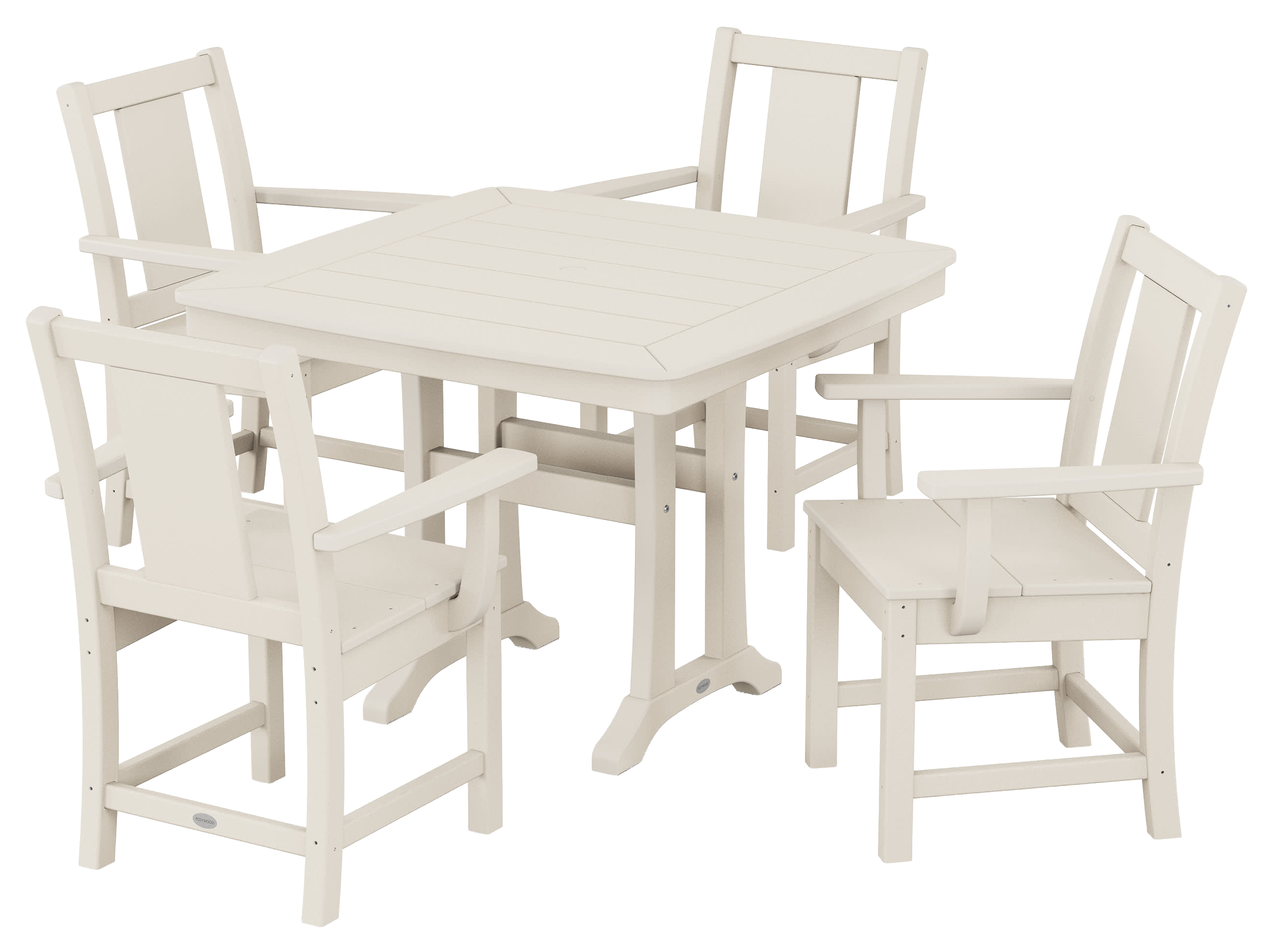 Image of POLYWOOD Prairie 5-Piece Dining Set with Trestle Legs - Sand
