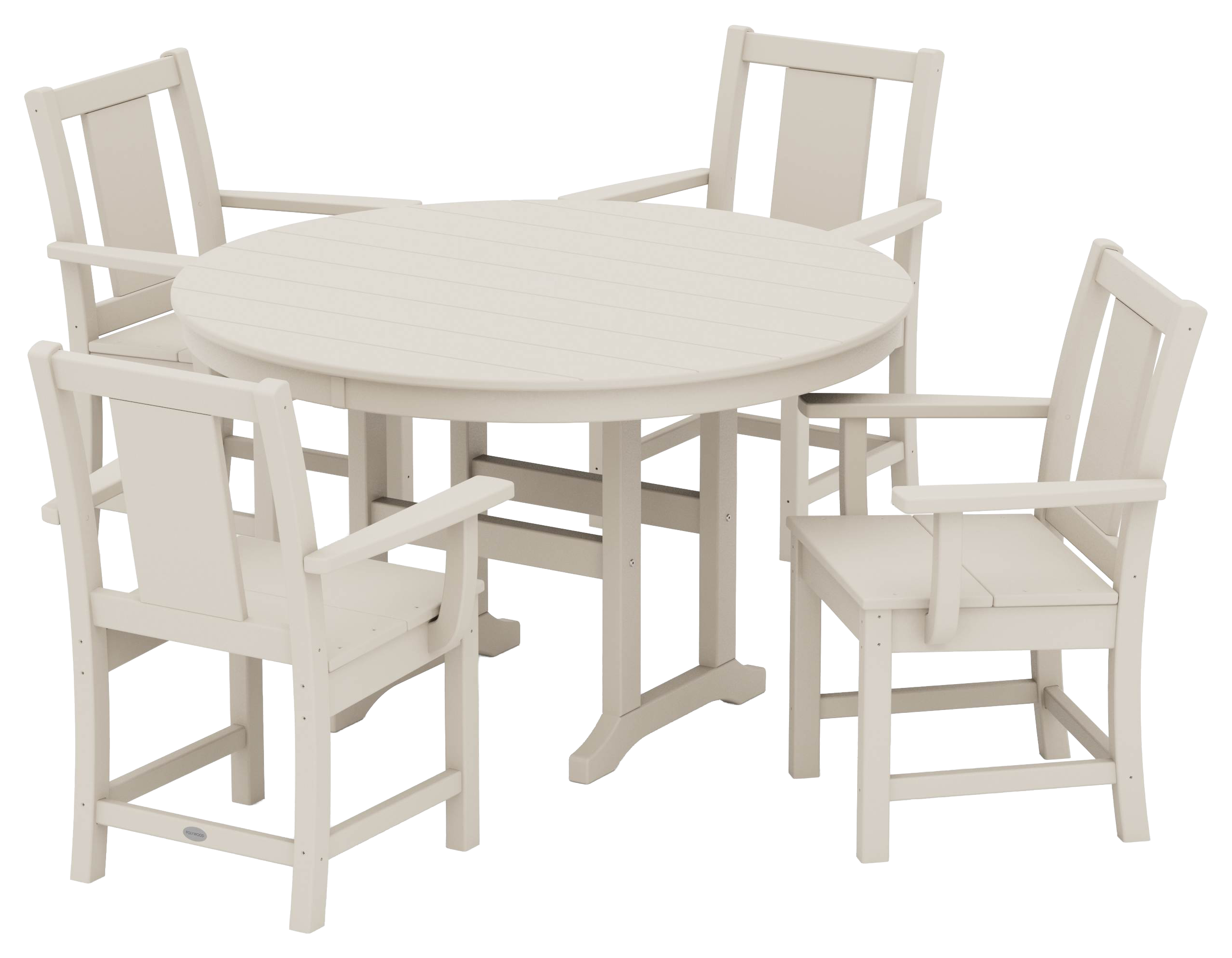 Image of POLYWOOD Prairie 5-Piece Round Farmhouse Dining Set - Sand