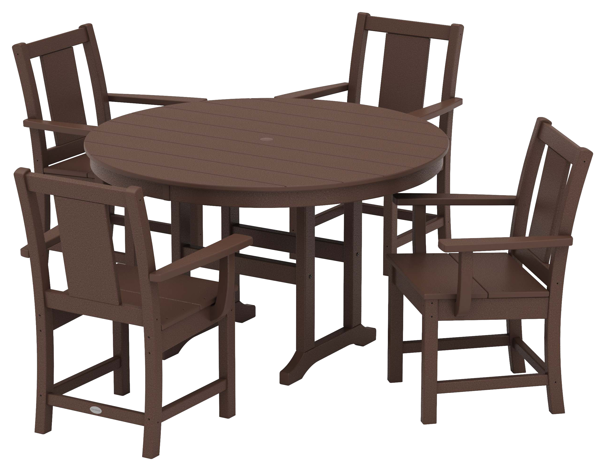 Image of POLYWOOD Prairie 5-Piece Round Farmhouse Dining Set - Mahogany