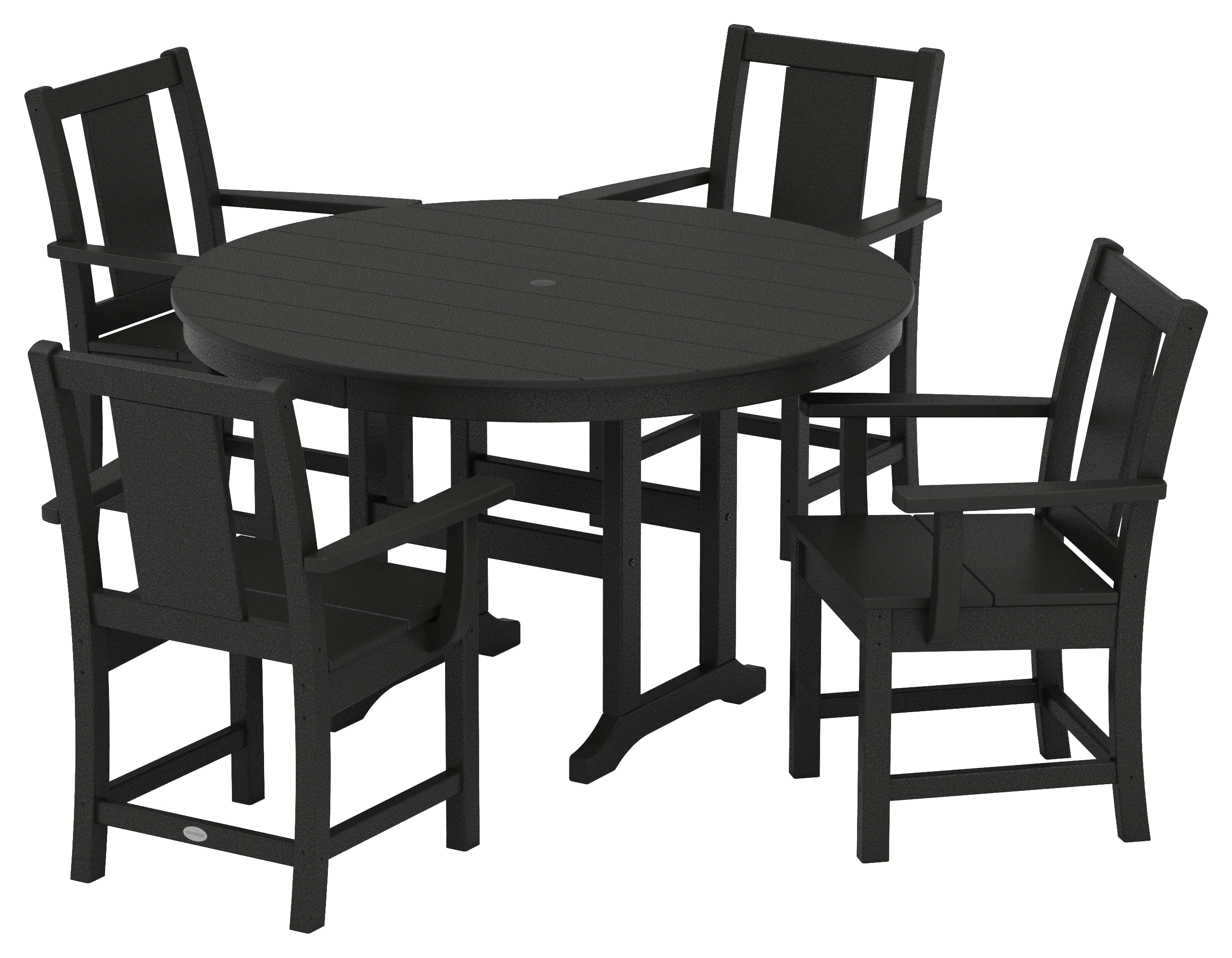 Image of POLYWOOD Prairie 5-Piece Round Farmhouse Dining Set - Black