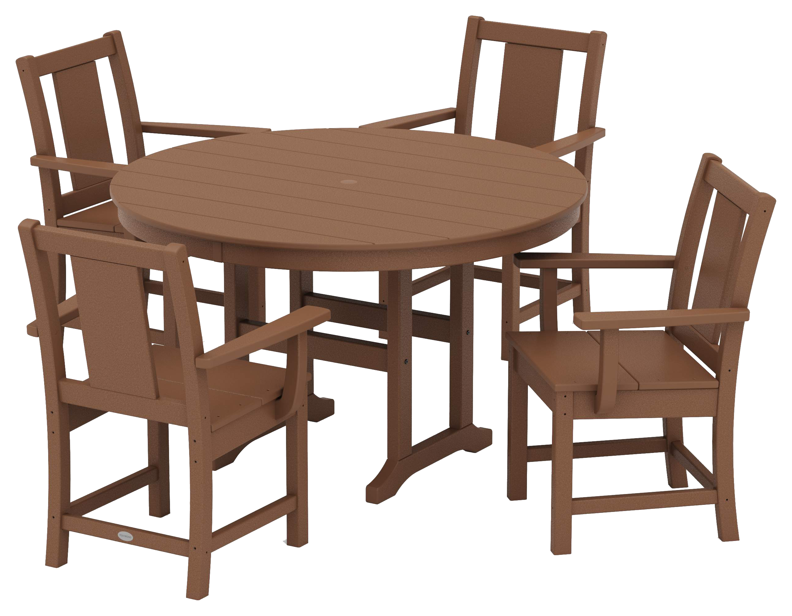 Image of POLYWOOD Prairie 5-Piece Round Farmhouse Dining Set - Teak