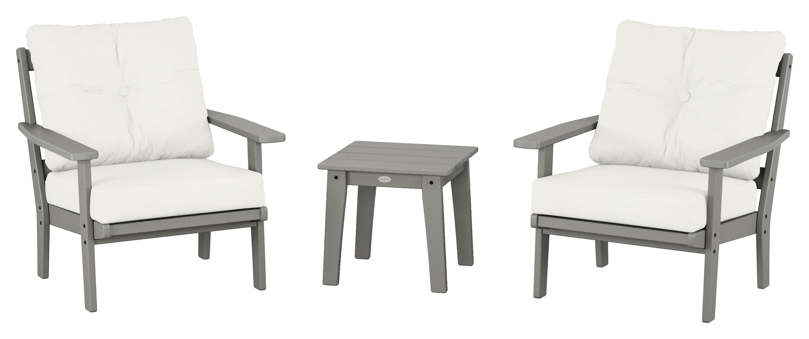 Image of POLYWOOD Prairie 3-Piece Deep Seat Set - Slate Grey/Natural Linen