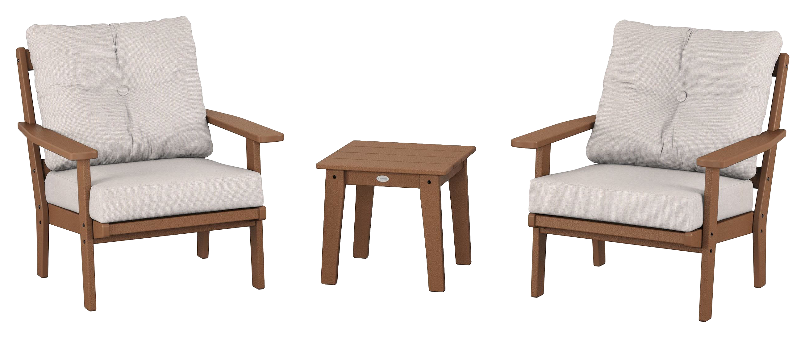 Image of POLYWOOD Prairie 3-Piece Deep Seat Set - Teak/Dune Burlap
