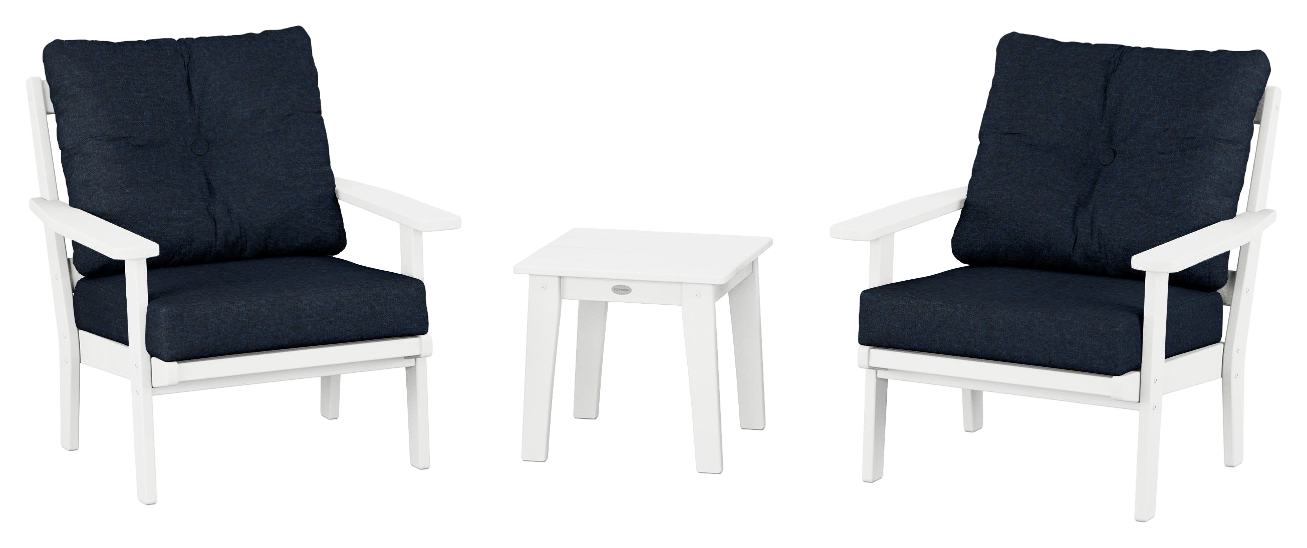 Image of POLYWOOD Prairie 3-Piece Deep Seat Set - White/Marine Indigo