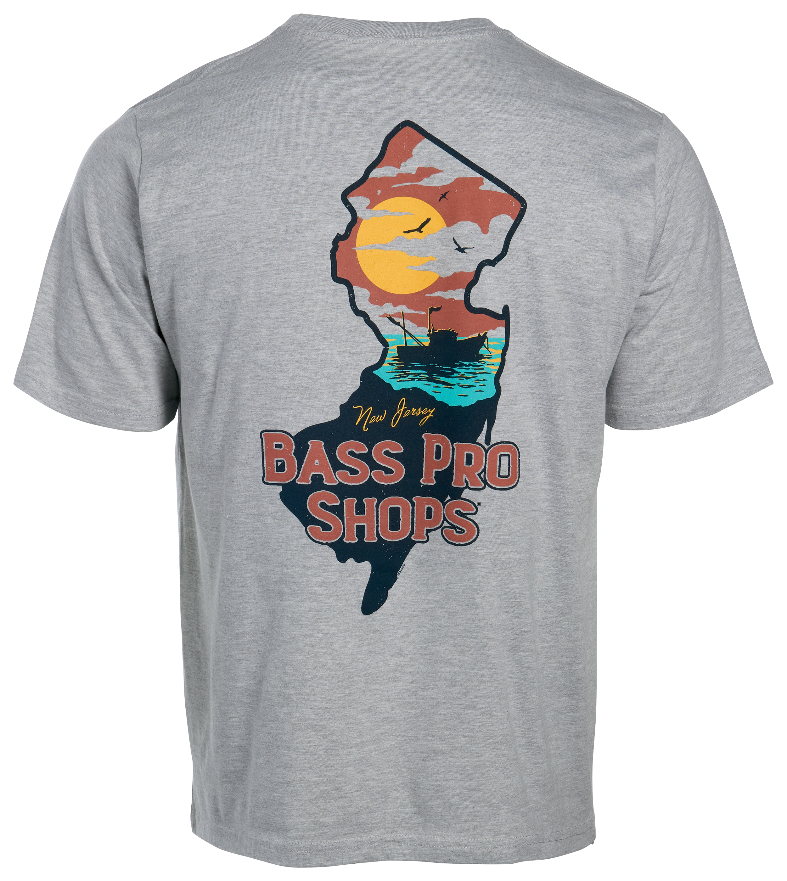 Bass Pro Shops Bass Pro Shops New Jersey Fishing Outline Short-Sleeve T-Shirt - Heather Gray - $19.99 at Bass Pro Shops