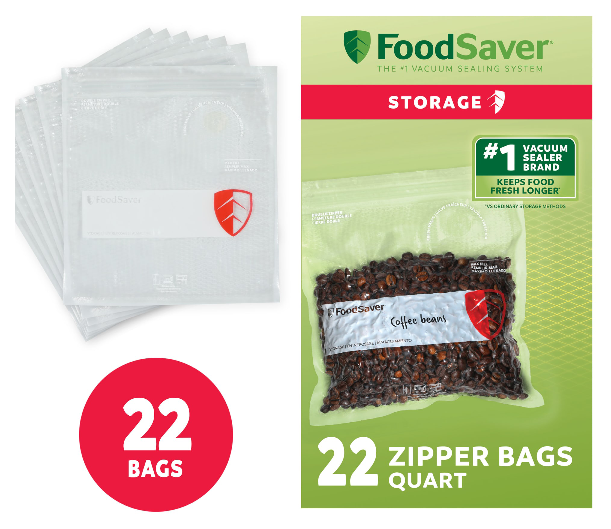 Image of FoodSaver Reusable Quart Vacuum Sealer Zipper Bags