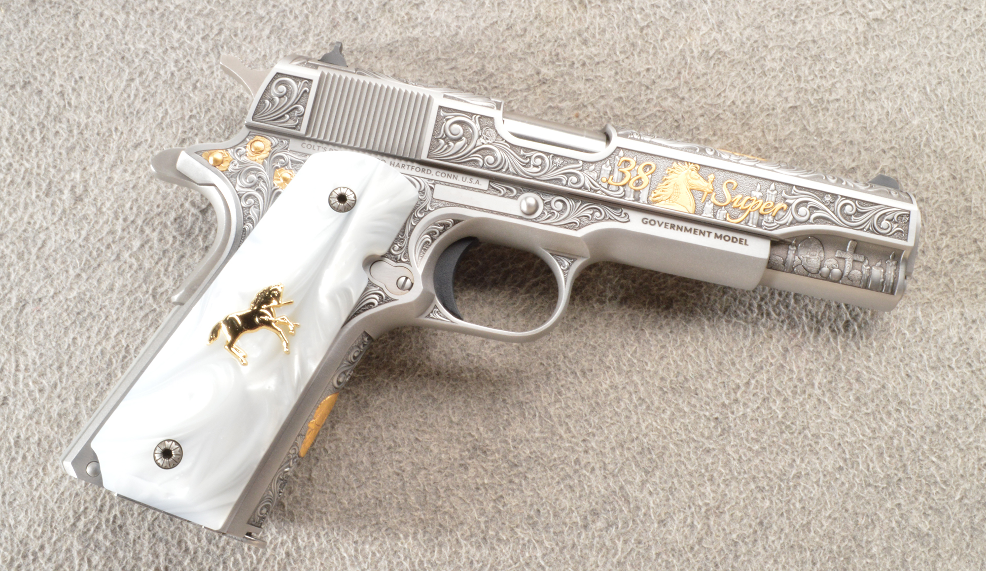 Image of Colt ~ 1911 ~ Government Model ~ Dia De Los Muertos ~ Engraved By Altamont ~ .38 Super
