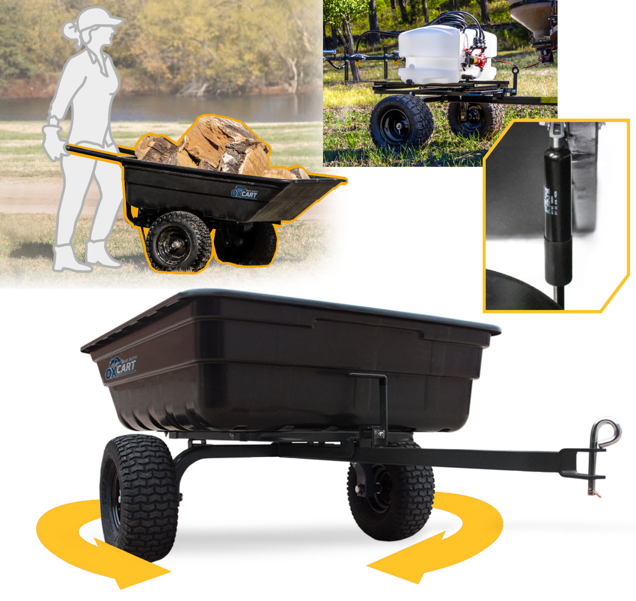 Image of OxCart Lift-Assist and Swivel Dump Cart with Run-Flat Tires