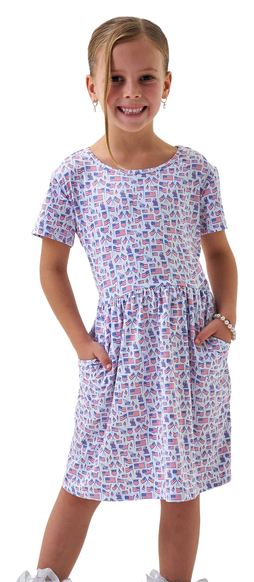 Image of BURLEBO Moxie Dress for Toddlers - Old Glory