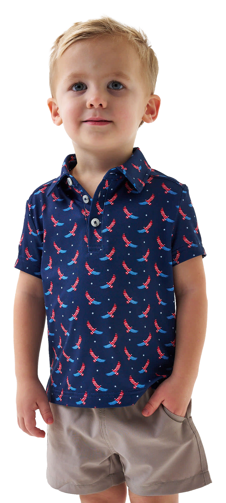 Image of BURLEBO Performance Polo for Kids - USA Eagle