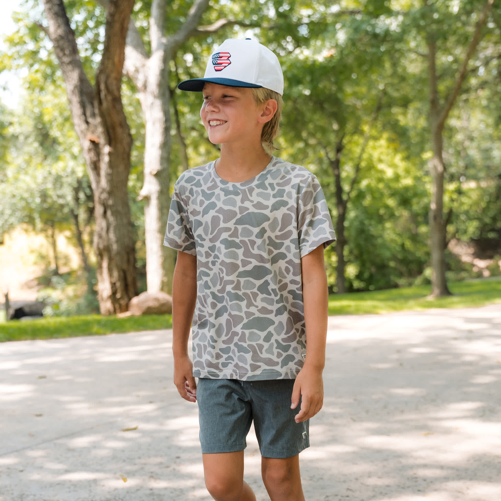 Image of BURLEBO Go To Short-Sleeve T-Shirt for Kids - Classic Deer Camo