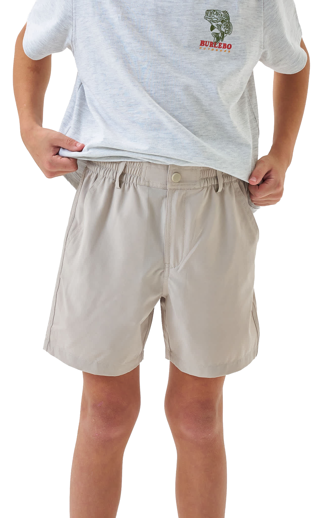 Image of BURLEBO Everyday Shorts for Toddlers - Light Khaki/Old Glory Pocket