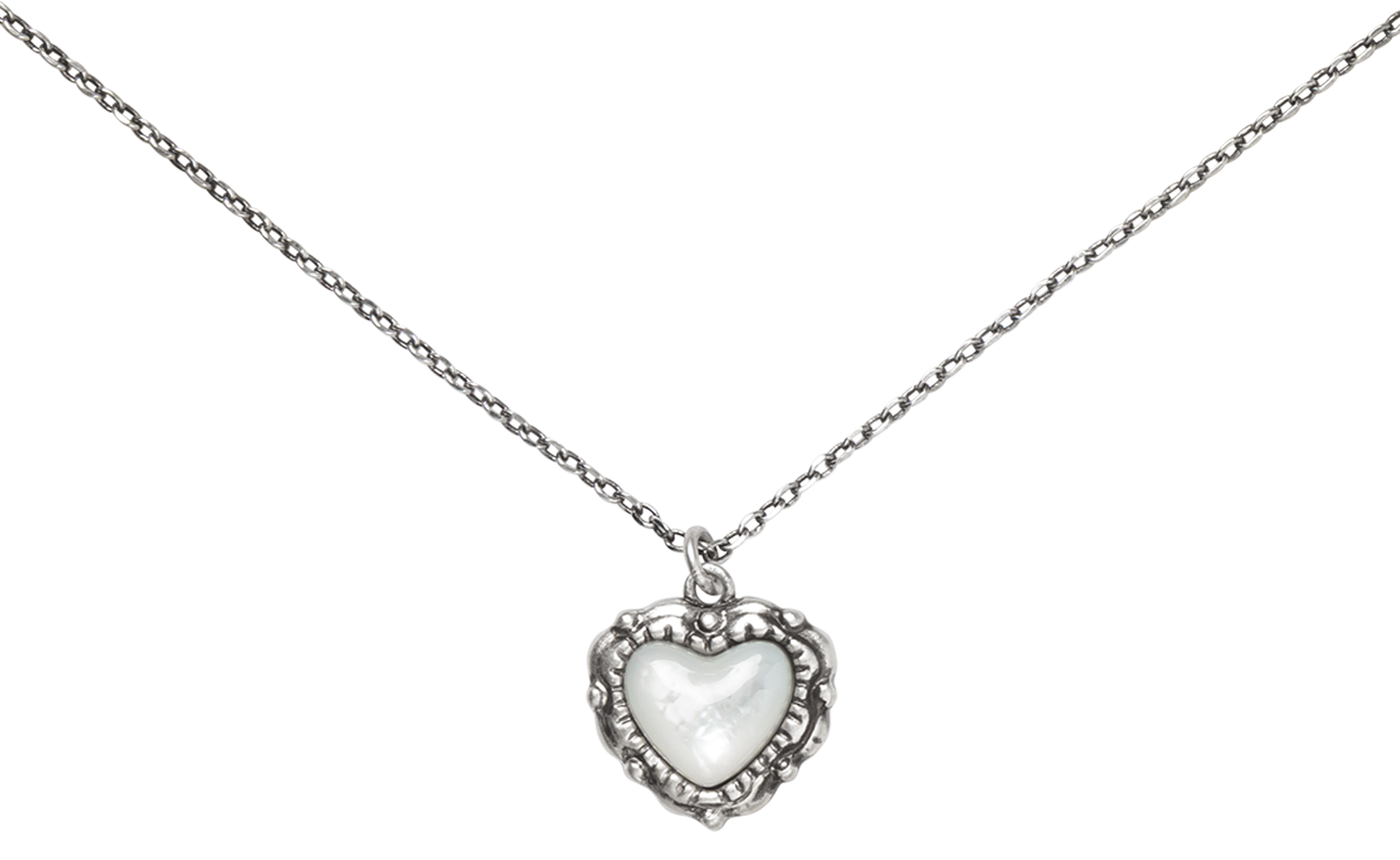Amanda Blu Silver Heart and Mother of Pearl Center Necklace