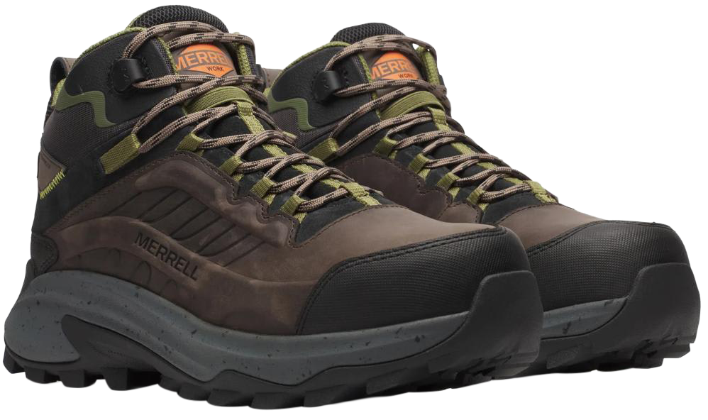Image of Merrell Moab Speed 2 Mid Waterproof Carbon-Toe Work Boots for Men - Dark Taupe