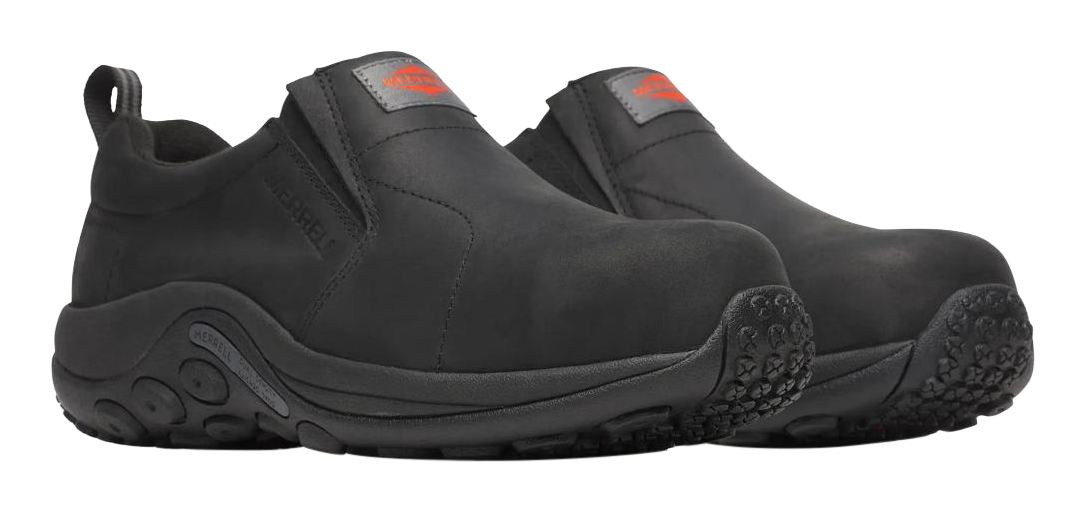Image of Merrell Jungle Moc Hi-Vis Carbon-Toe Work Shoes for Men - Black