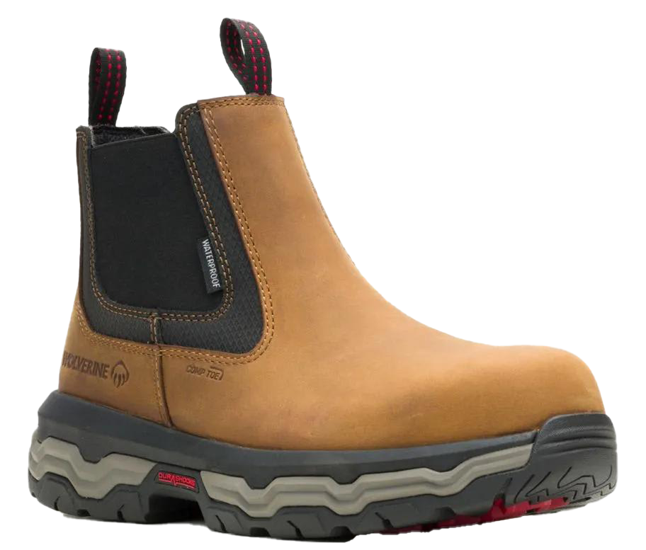 Image of Wolverine Alpha Infinity CarbonMAX Slip-On Romeo Work Boots for Men - Dark Tan