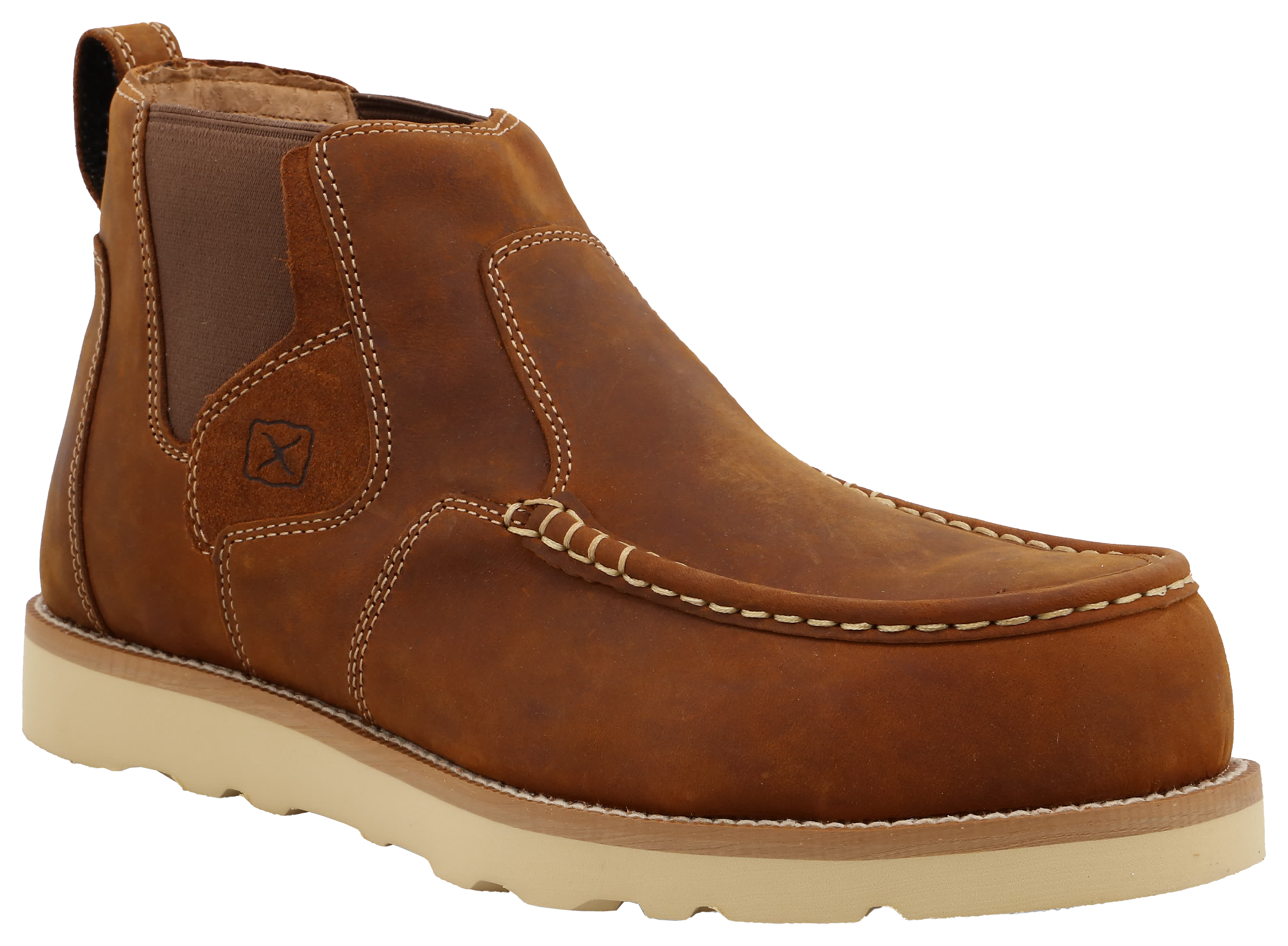 Image of Twisted X Chelsea Wedge Sole Work Boots with Composite Toes for Men - Oiled Saddle
