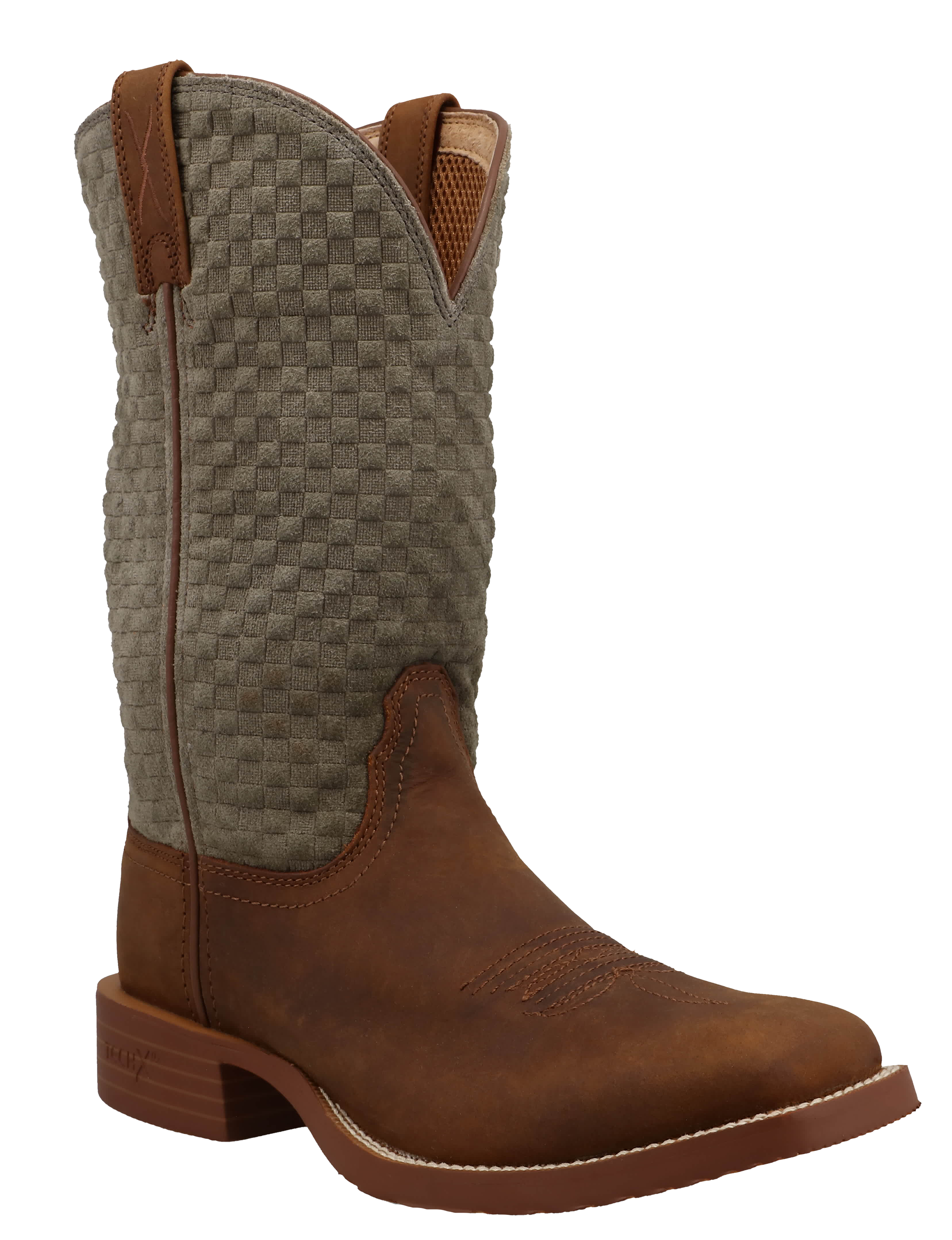 Image of Twisted X Tech X Embossed Suede Western Boots for Women - Oiled Saddle/Dusty Sage