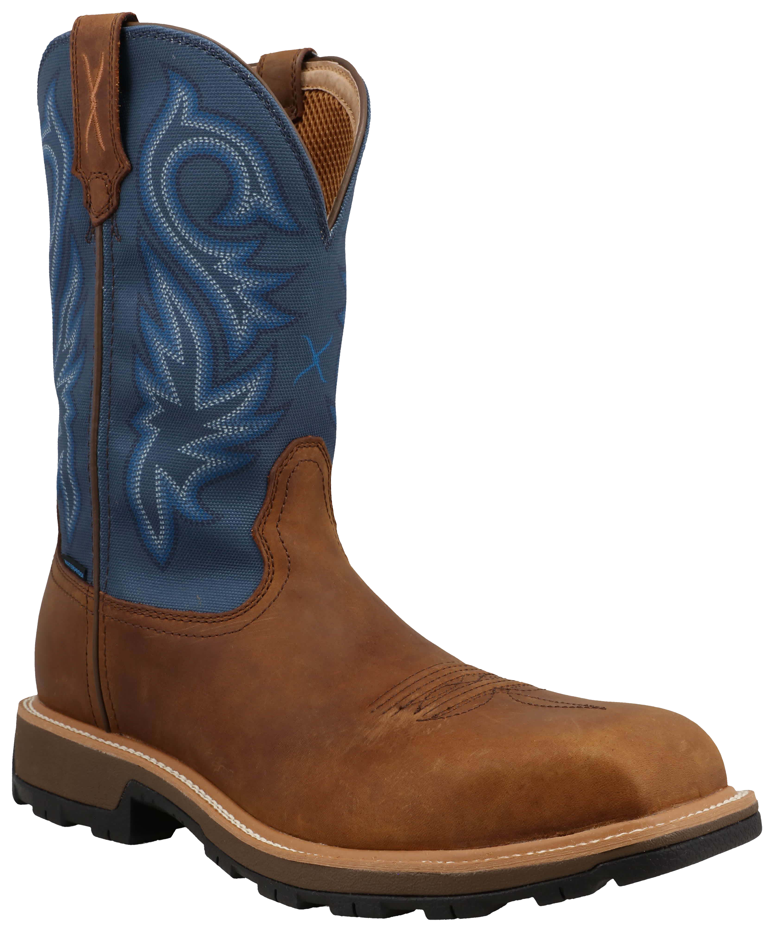 Image of "Twisted X 11"" UltraLite X Safety-Toe Waterproof Work Boots for Men - Rustic Brown/Niagara"