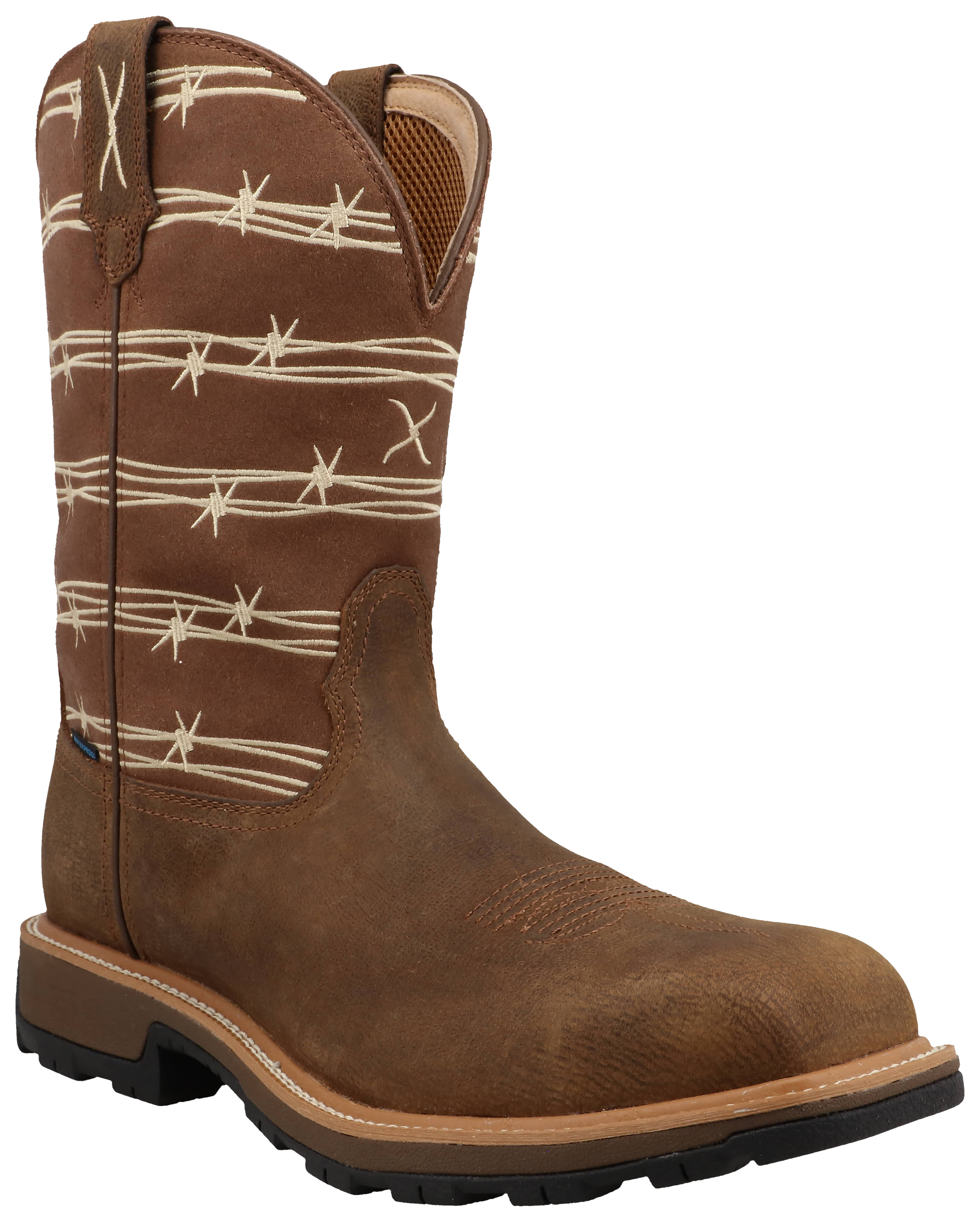 Image of "Twisted X 11"" UltraLite X BarnShield Safety-Toe Waterproof Work Boots for Men - Bison/Mocha"
