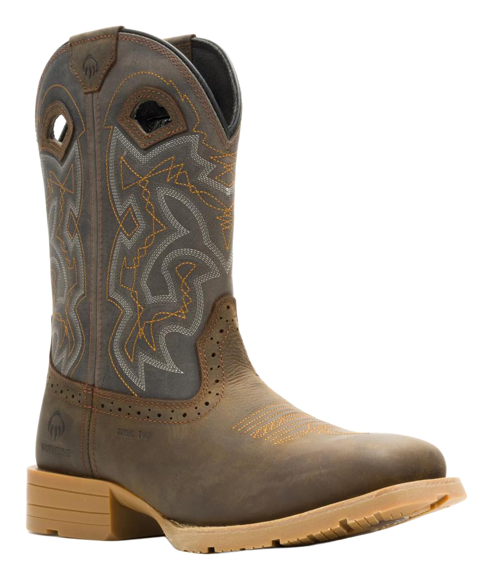 Image of Wolverine Wheatland Pull-On Steel-Toe Work Boots for Men - Titanium