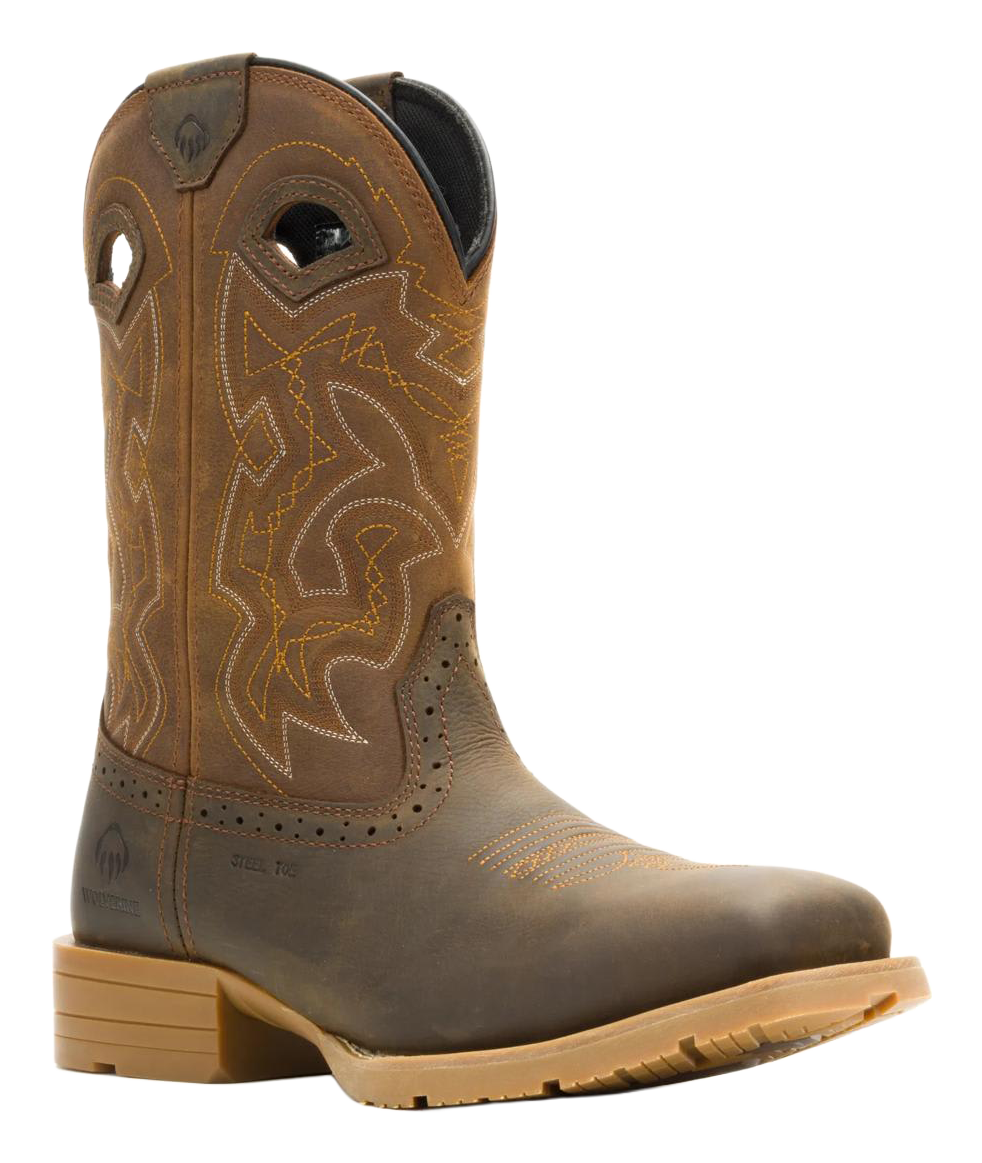 Image of Wolverine Wheatland Pull-On Steel-Toe Work Boots for Men - Sudan Brown