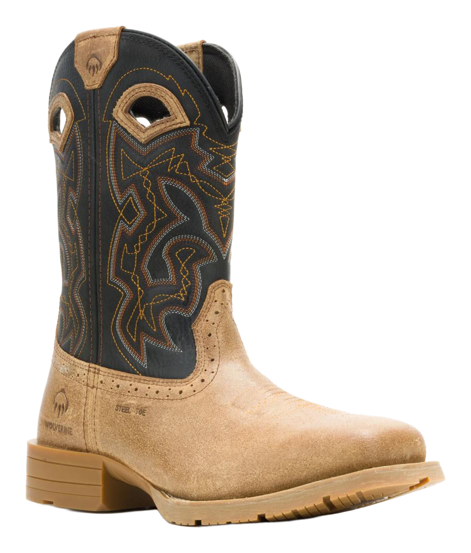 Image of Wolverine Wheatland Pull-On Steel-Toe Work Boots for Men - Black