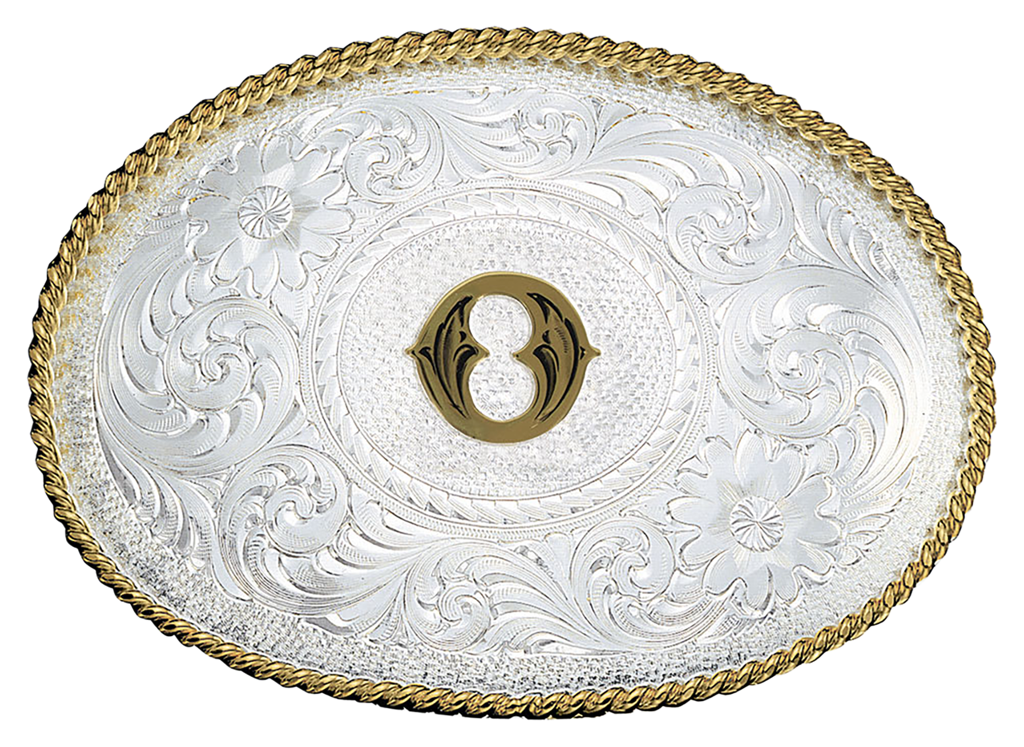 Image of Montana Silversmiths Silver Engraved Initial O Belt Buckle