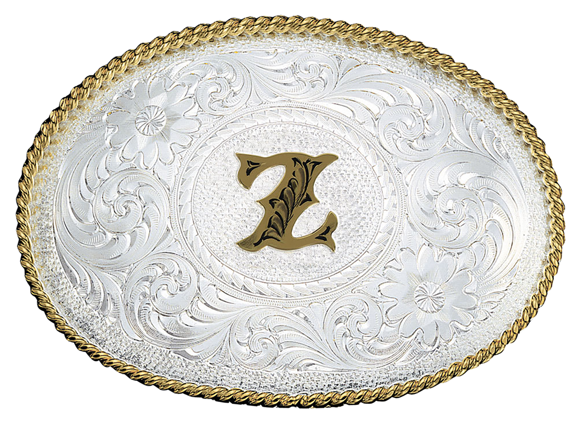 Image of Montana Silversmiths Silver Engraved Initial Z Belt Buckle
