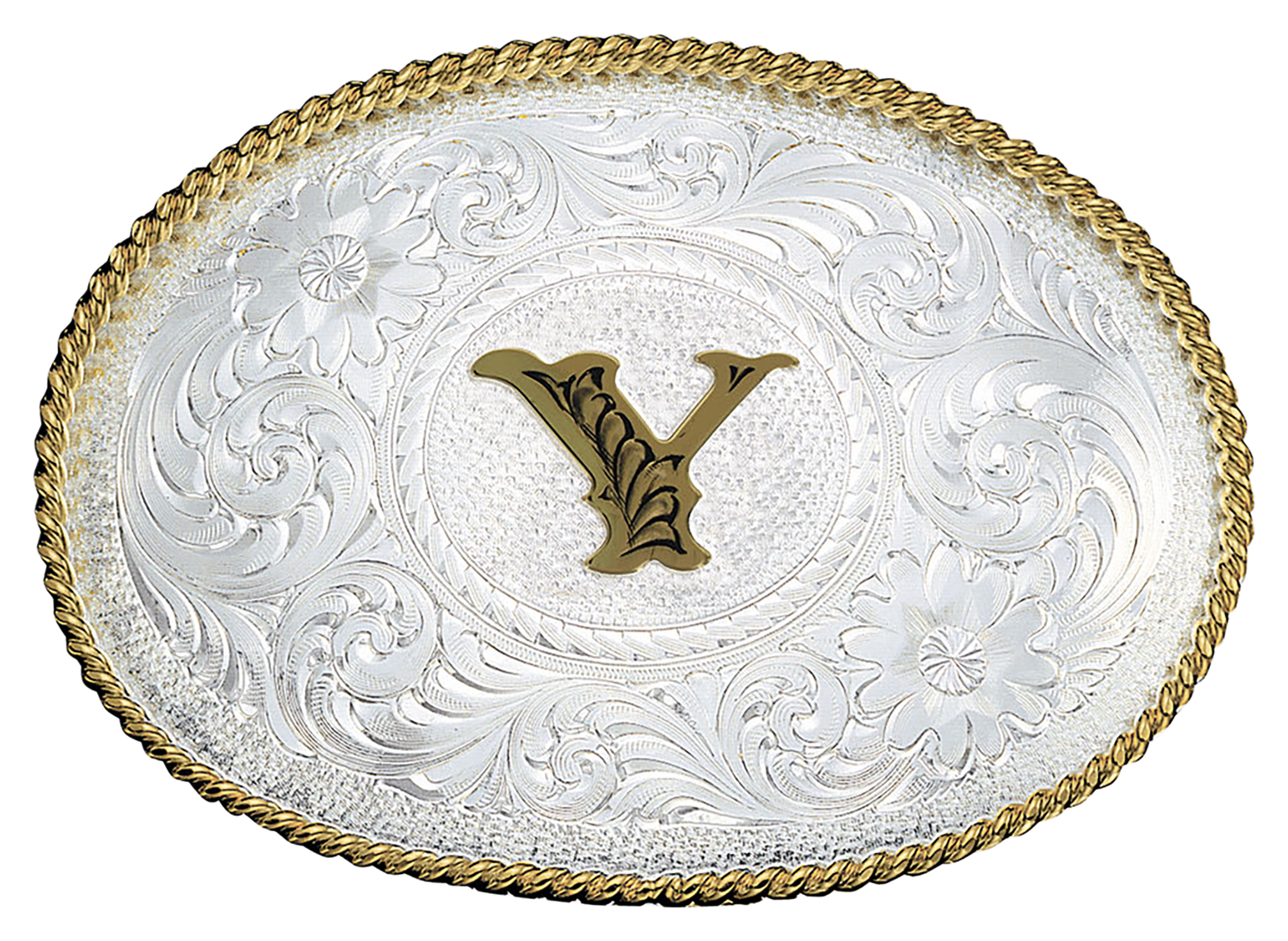 Image of Montana Silversmiths Silver Engraved Initial Y Belt Buckle
