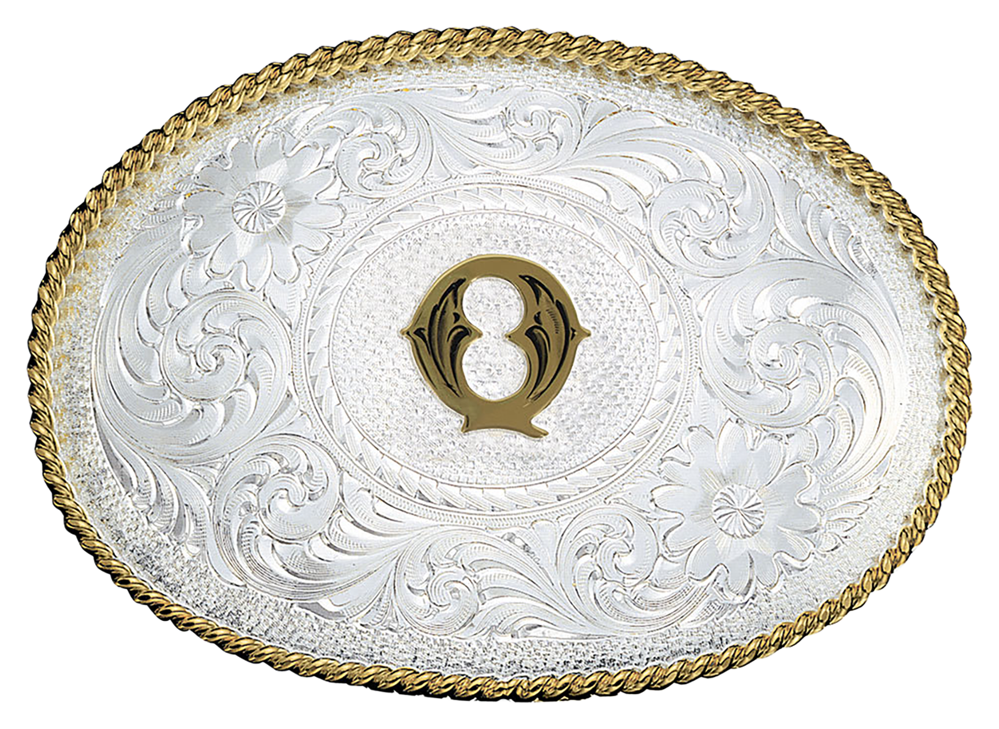 Image of Montana Silversmiths Silver Engraved Initial Q Belt Buckle