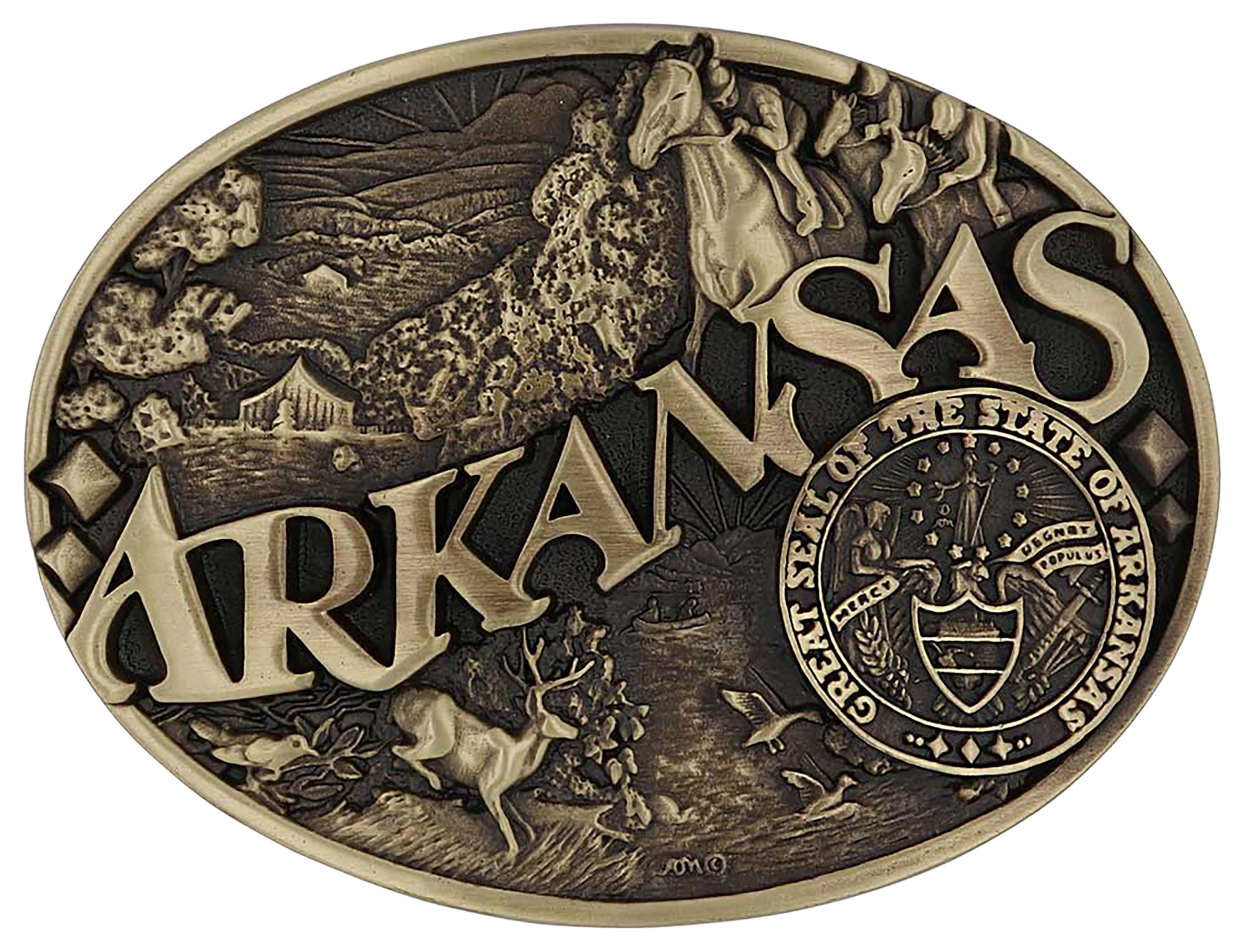Image of Montana Silversmiths Arkansas Heritage Attitude Belt Buckle