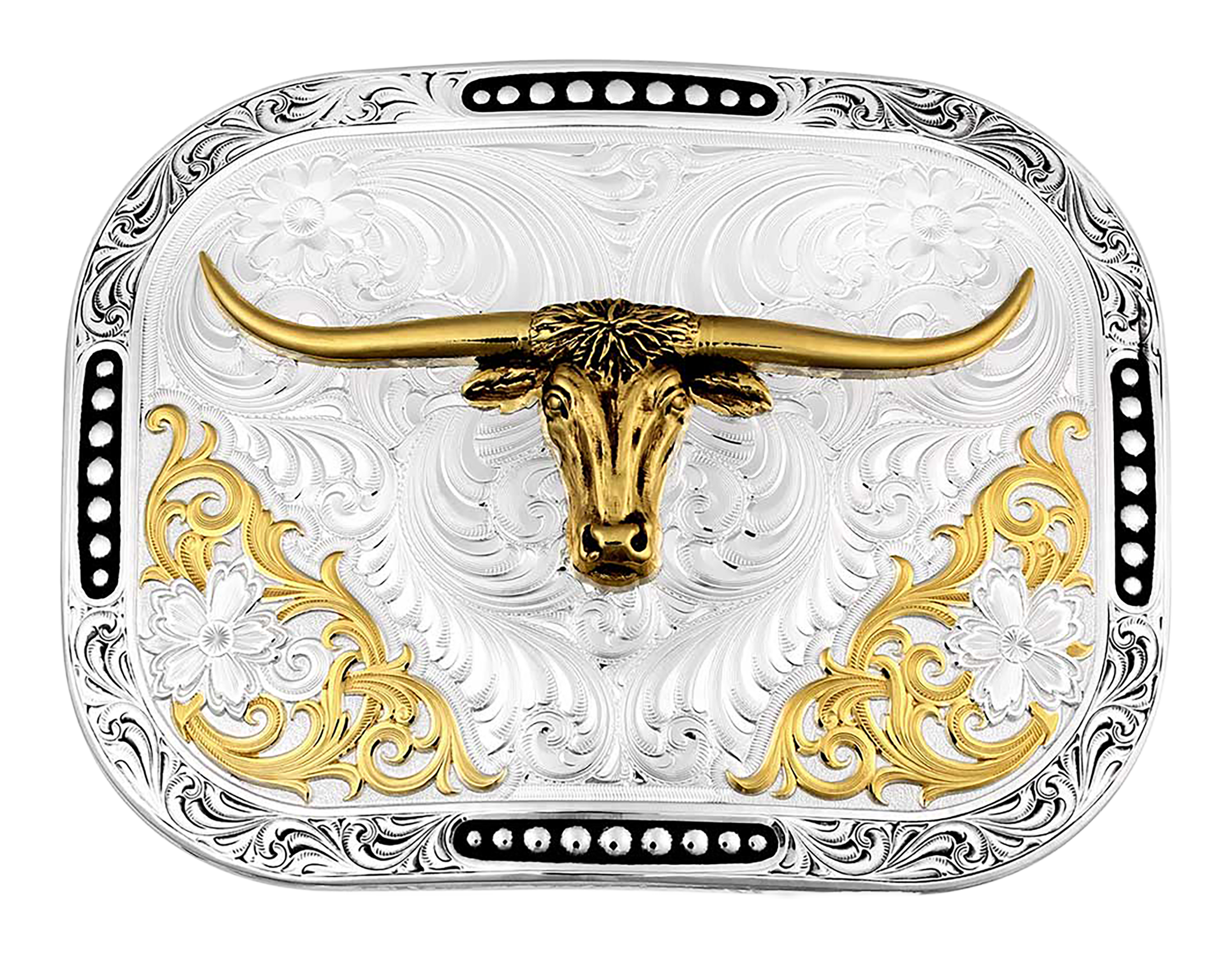 Image of Montana Silversmiths Class Act 2-Tone Longhorn Belt Buckle