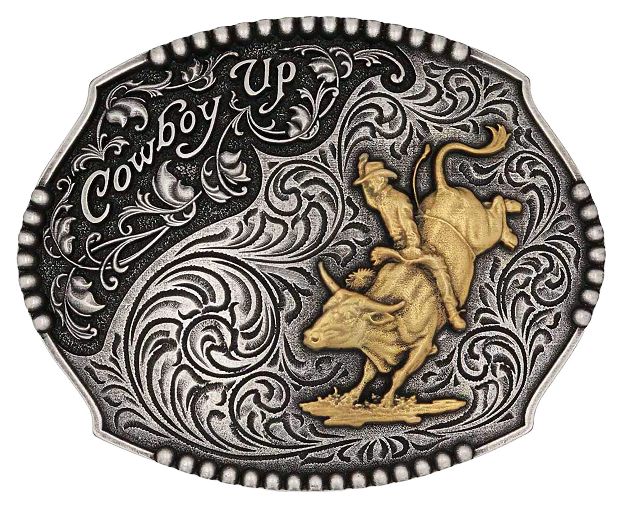 Image of Montana Silversmiths Cowboy Up Bull Rider Belt Buckle
