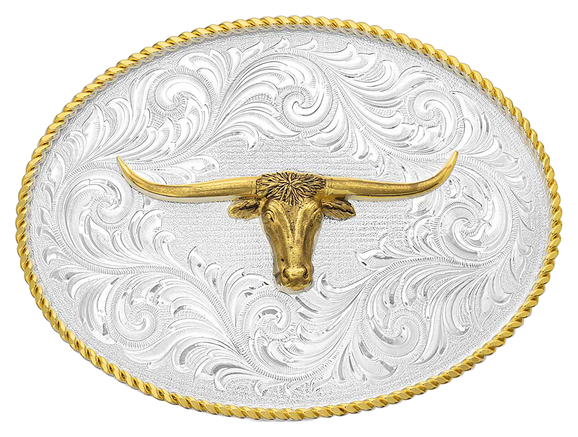 Image of Montana Silversmiths Classic Western 2-Tone Longhorn Belt Buckle