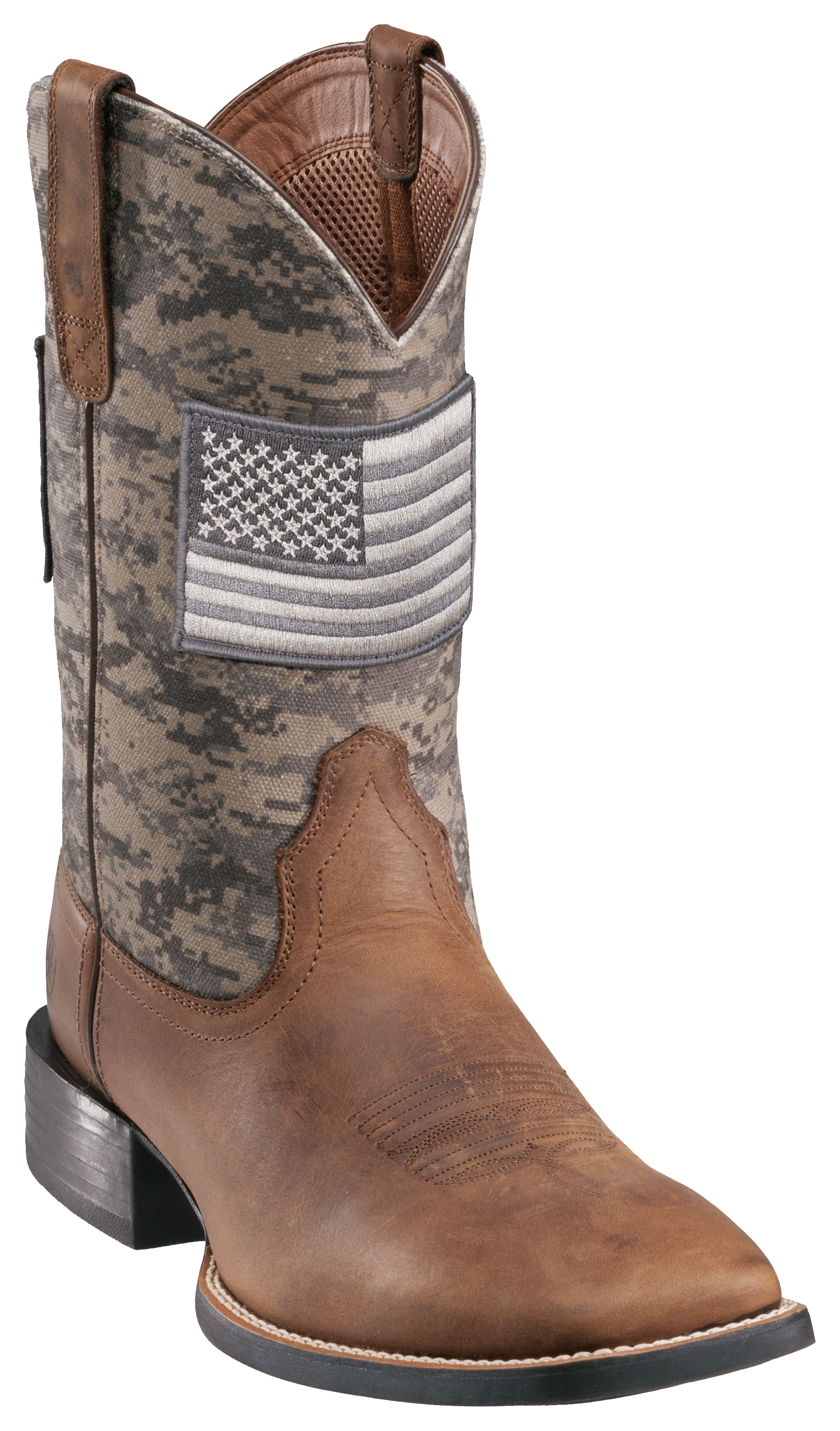 Ariat Sport Patriot Wide Square Toe Western Boots for Men - Distressed Brow