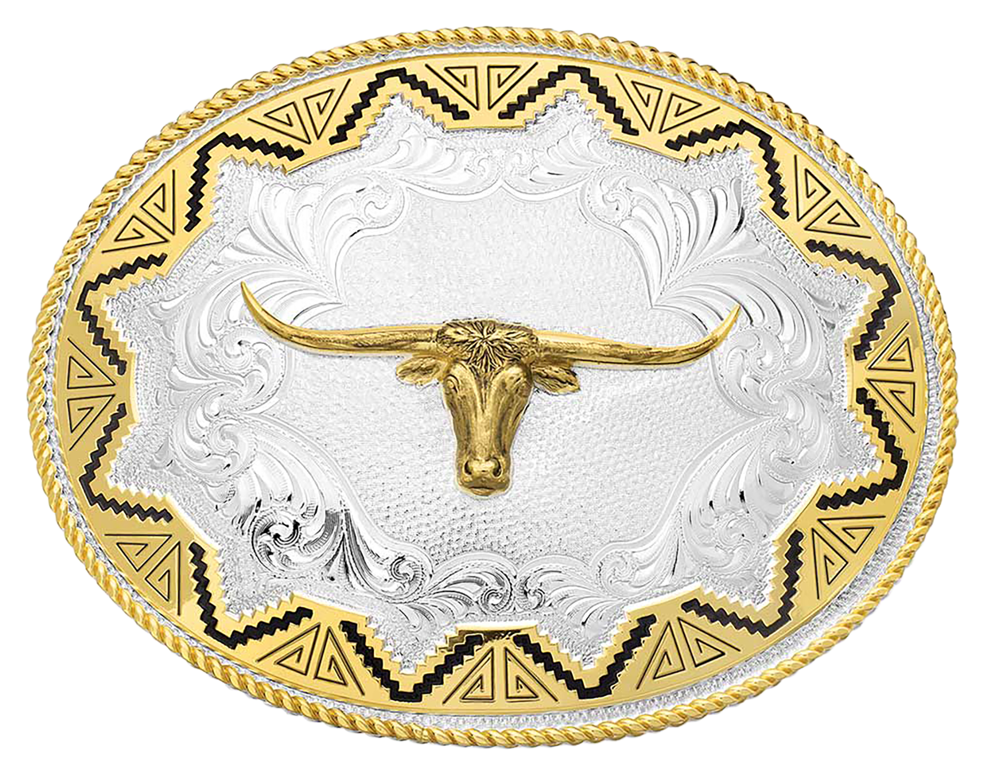 Image of Montana Silversmiths Large Southwest Sun Longhorn Belt Buckle