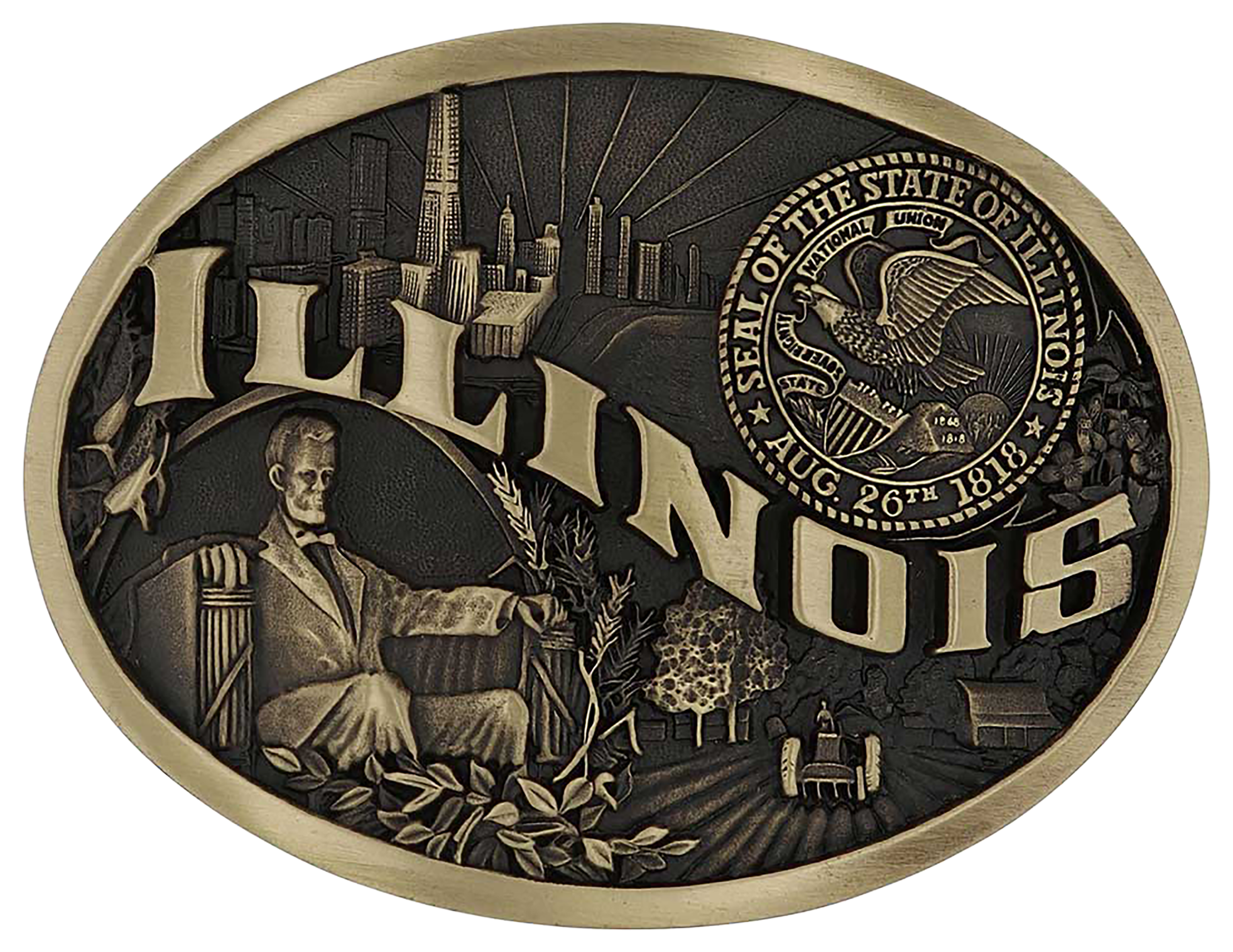Image of Montana Silversmiths Illinois Heritage Attitude Belt Buckle