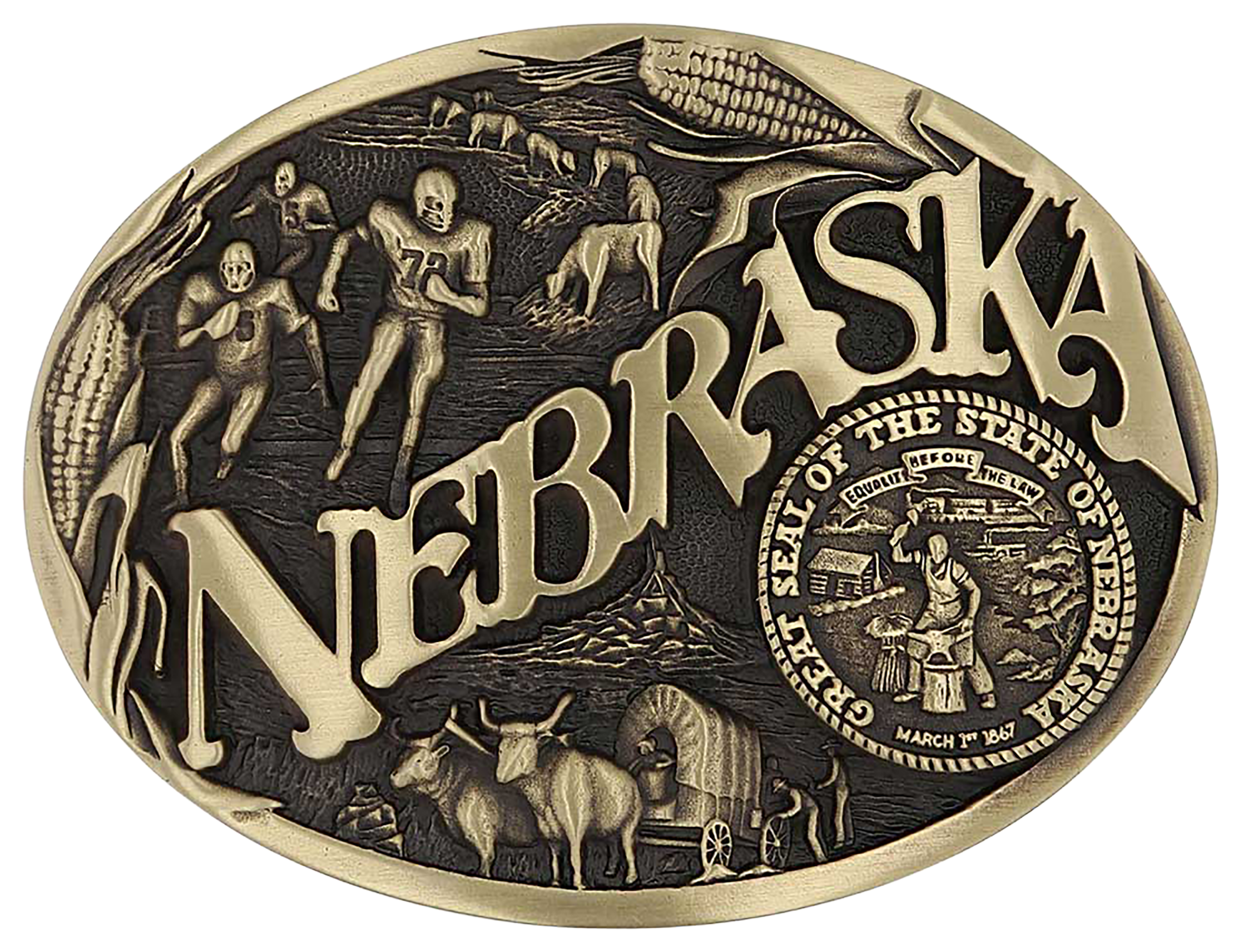 Image of Montana Silversmiths Nebraska Heritage Attitude Belt Buckle