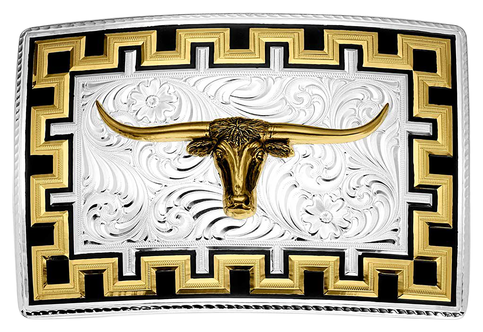 Image of Montana Silversmiths Honor and Grit Longhorn Belt Buckle
