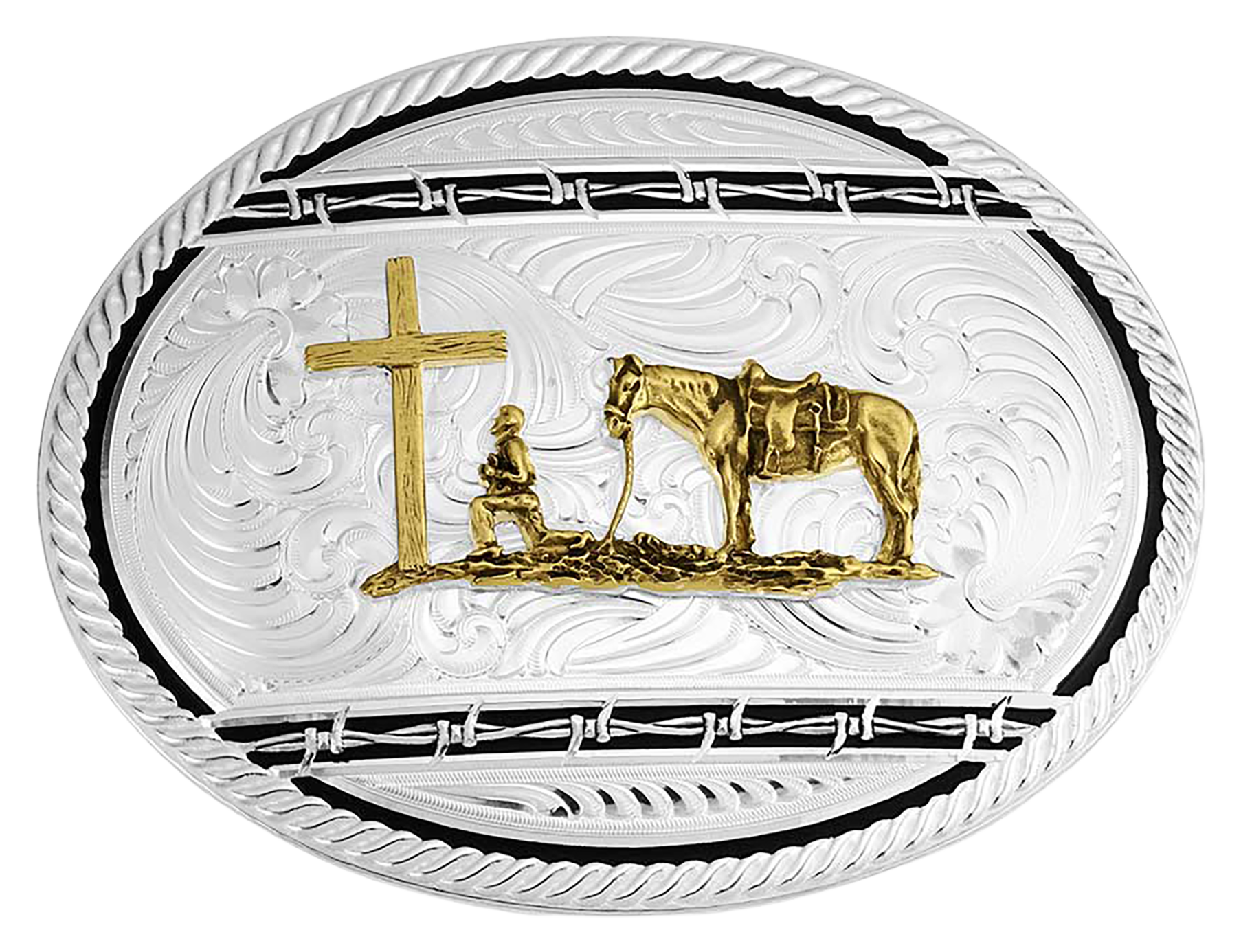 Image of Montana Silversmiths Relentless Christian Cowboy Belt Buckle