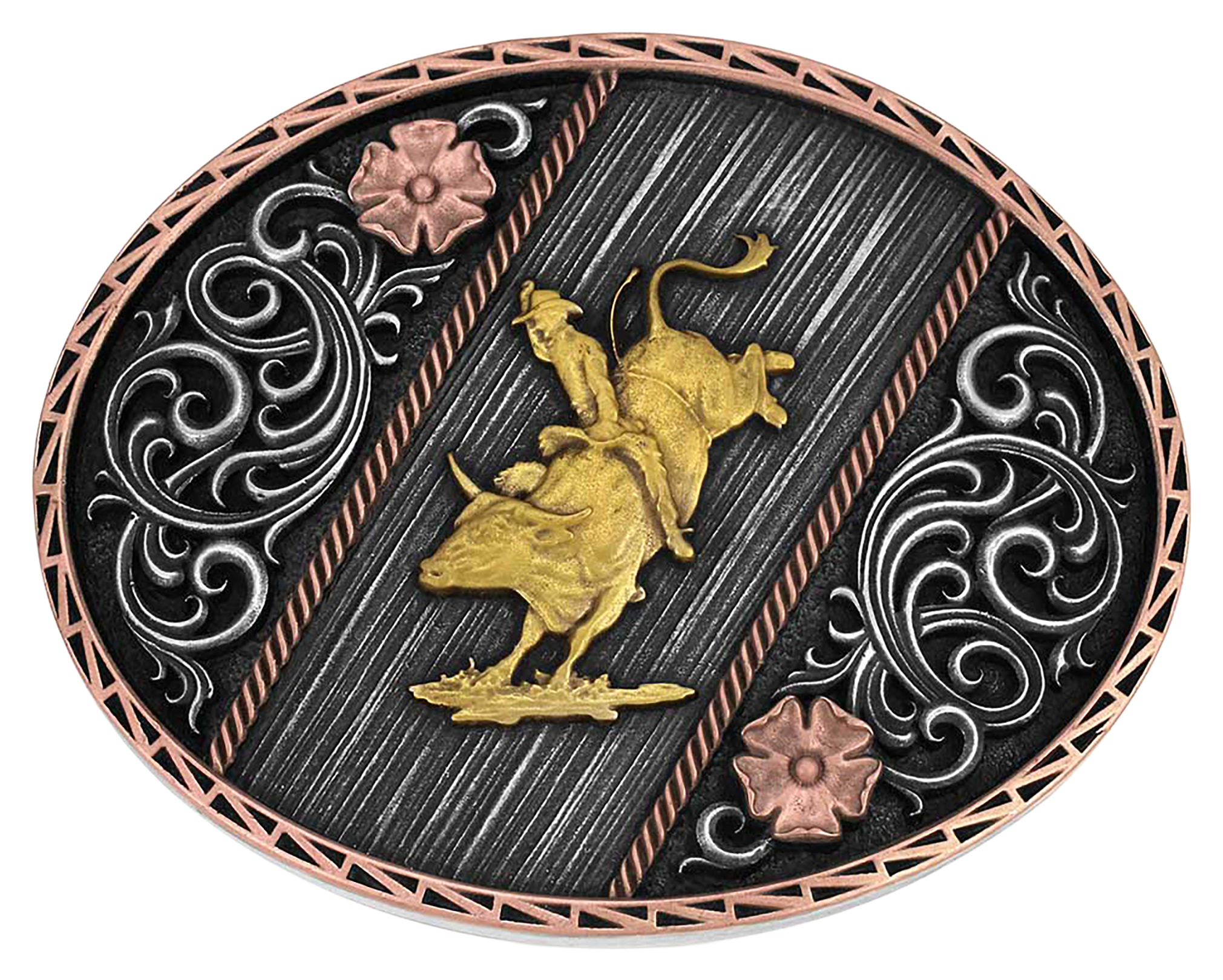 Image of Montana Silversmiths Tri-Color Rodeo Belt Buckle