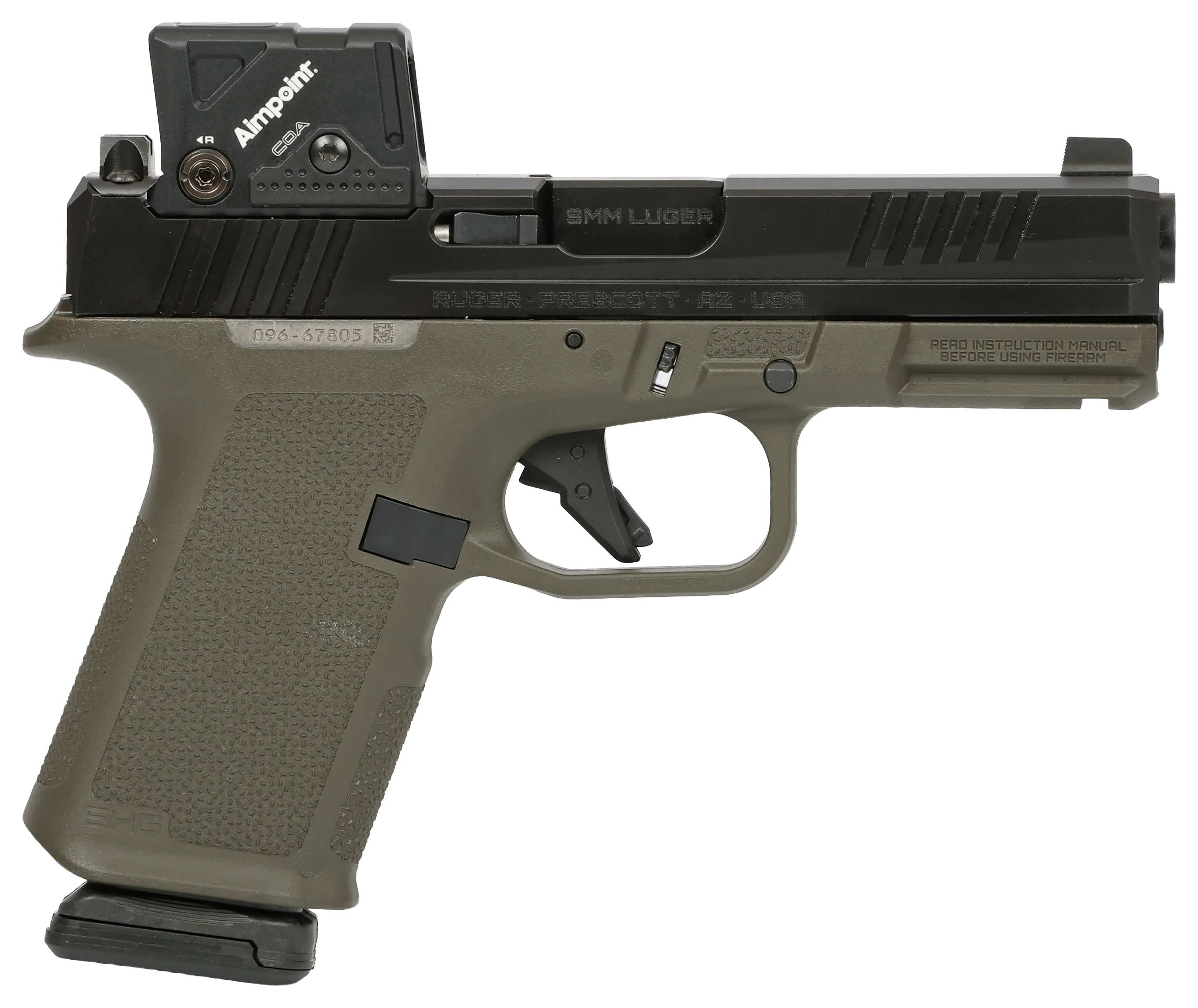 Ruger RXM Compact SemiAuto Pistol with Aimpoint COA Optic  Olive Drab Green