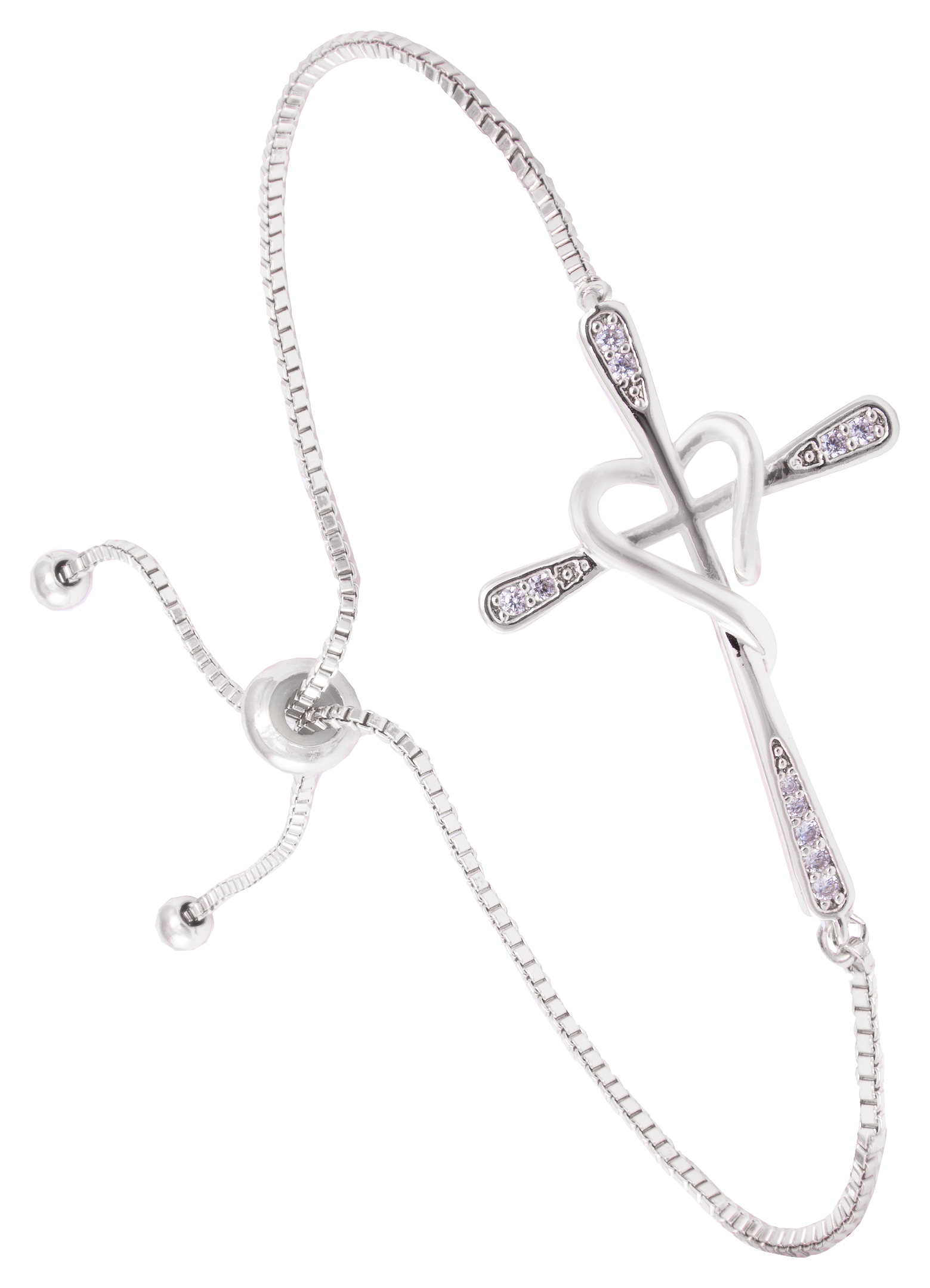 Amanda Blu Cross Heart Sterling Silver Adjustable Bracelet