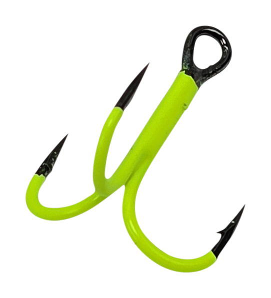 Image of Gamakatsu Fluorescent Series Round-Bend Treble Hook - Fluorescent Chartreuse - 8