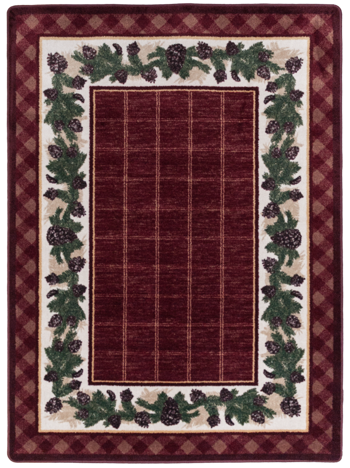 Image of American Dakota Resort Pine Area Rug - Burgundy - 4' x 5'