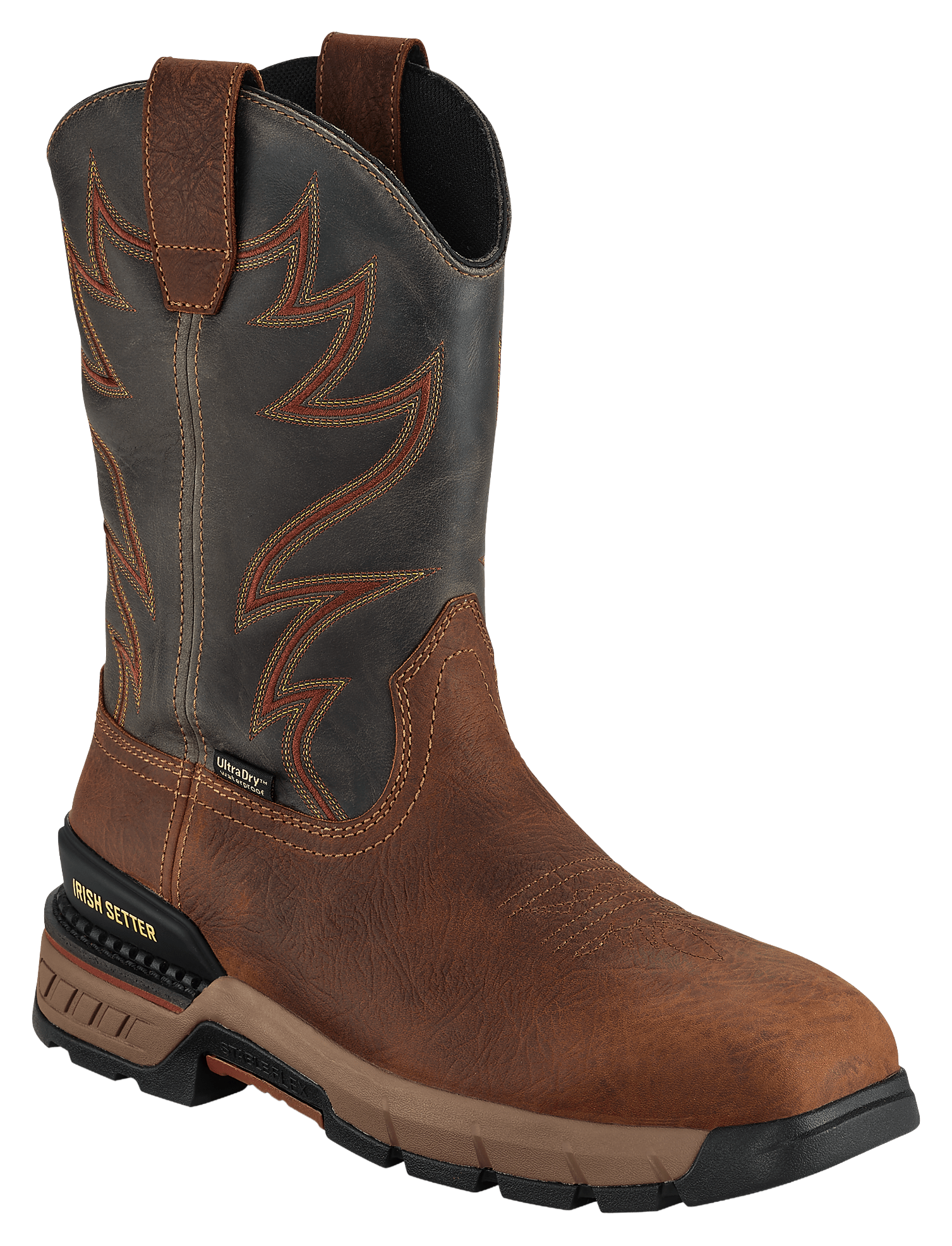 Image of Irish Setter Two Harbors Waterproof Composite-Toe Western Work Boots with StableFlex for Men - Rust/Grey